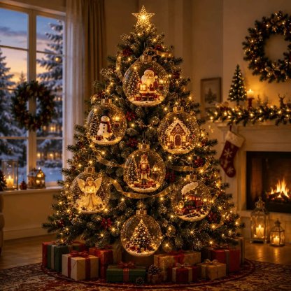 ✨🎄 Glowing Christmas Story Ornament – Light-Up Mini Holiday Scene