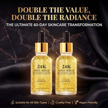 24K Gold Serum for Face, 2-Pack Anti-Aging Moisturizer with Vitamins