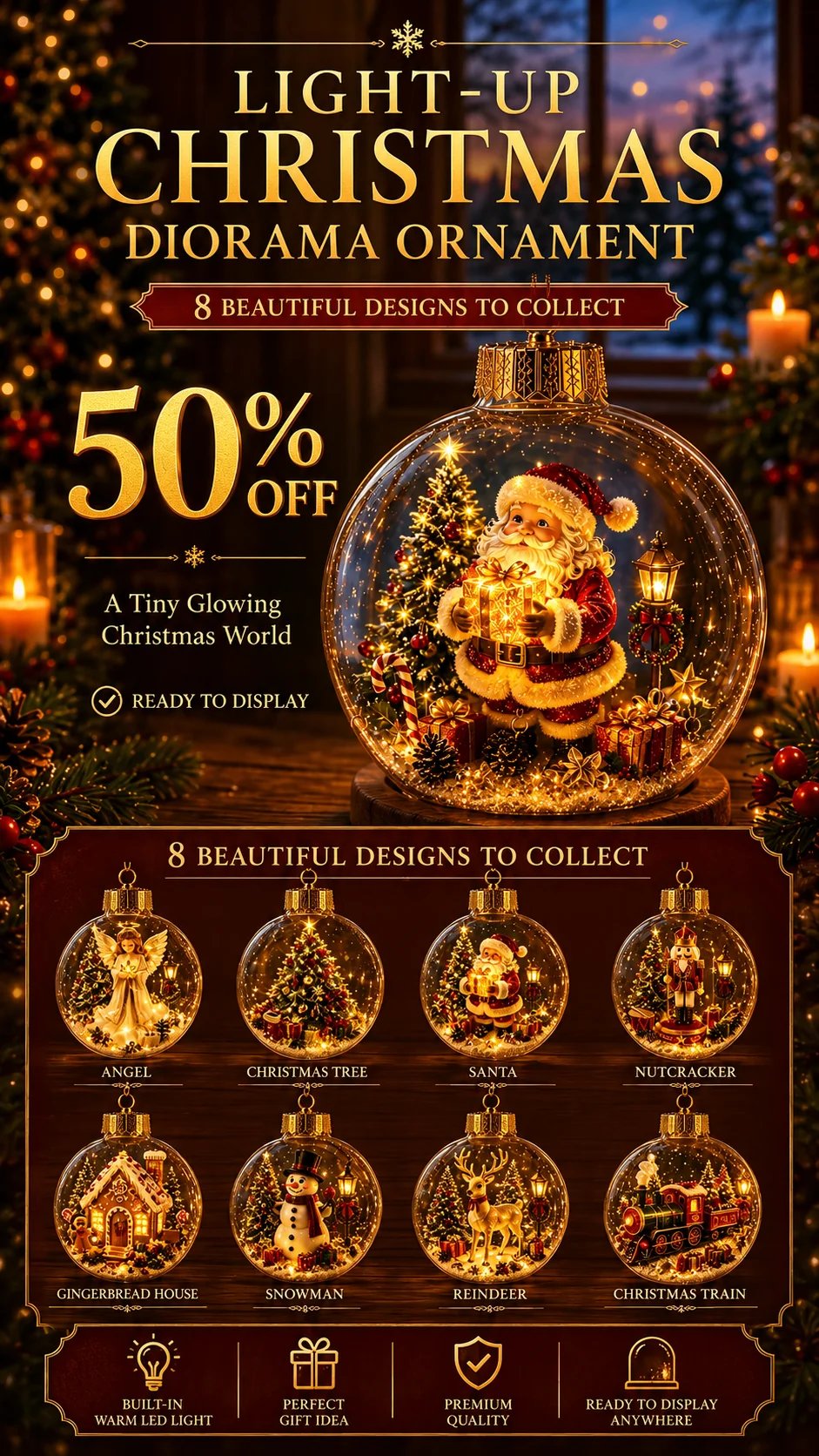 Christmas light-up ornament product overview