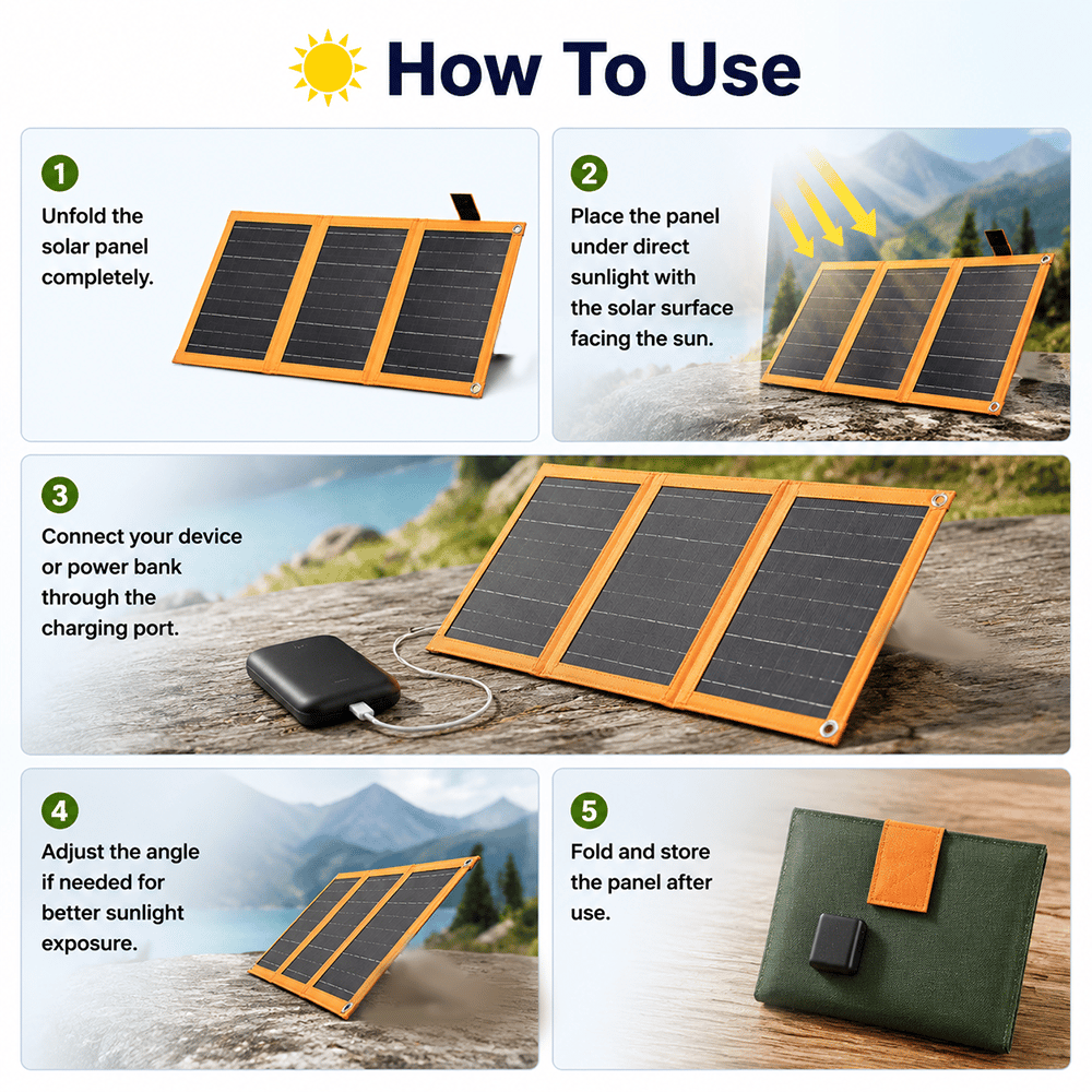 ☀️ Portable Foldable Solar Panel Charger