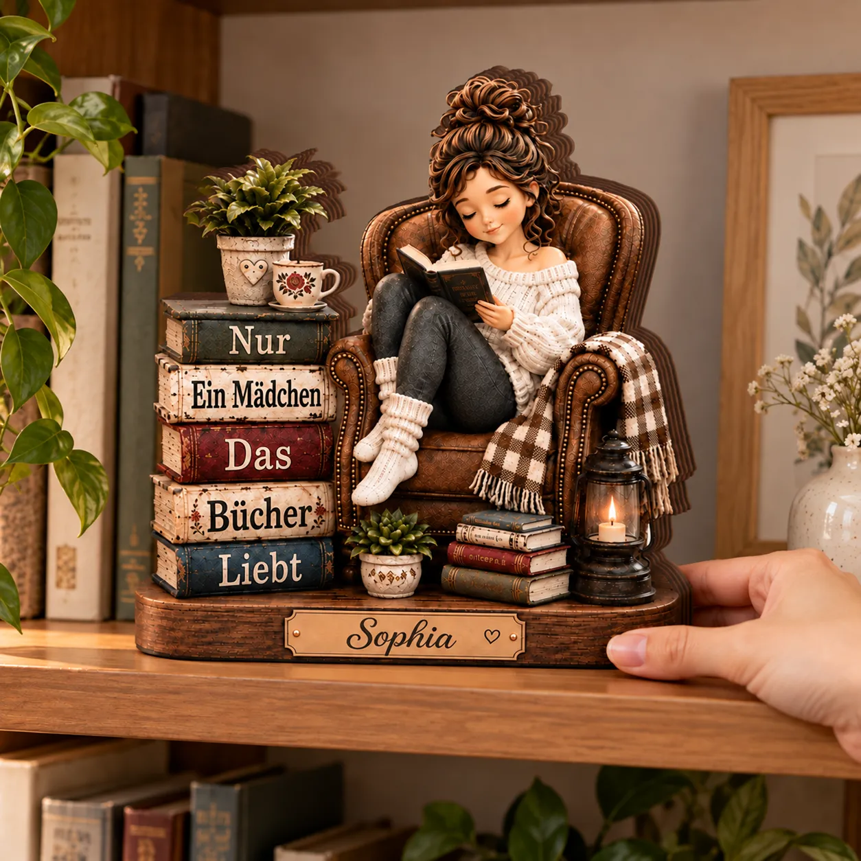 Custom Holzblock für Buch liebhaber, nur ein Mädchen, das Bücher tafeln liebt.