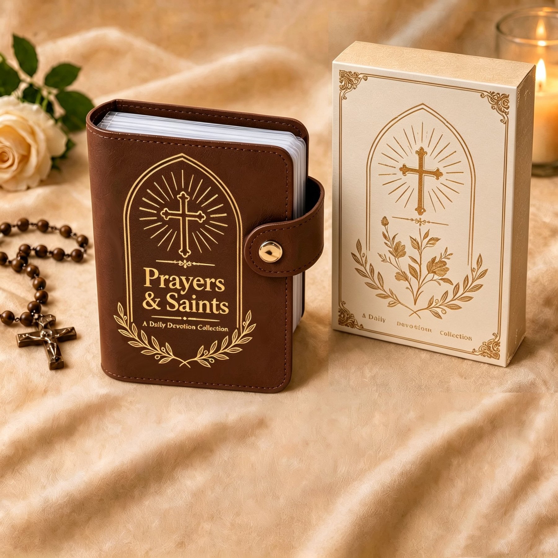 📖Premium Leather Prayer Card Holder Set – Includes Daily Prayer Cards for Faith, Reflection & Inspiration