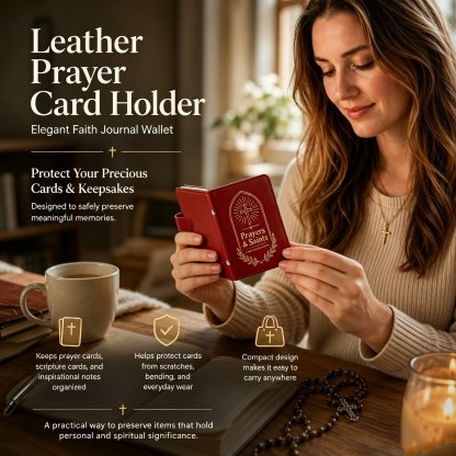 📖Premium Leather Prayer Card Holder Set – Includes Daily Prayer Cards for Faith, Reflection & Inspiration