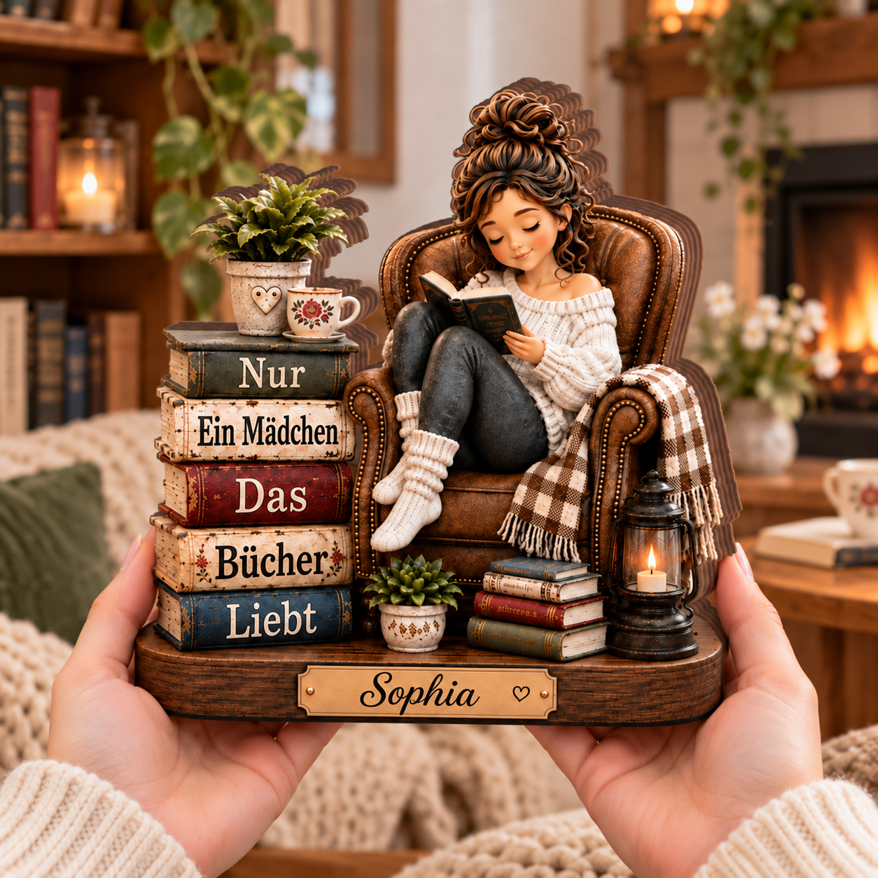 Custom Holzblock für Buch liebhaber, nur ein Mädchen, das Bücher tafeln liebt.
