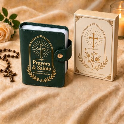 📖Premium Leather Prayer Card Holder Set – Includes Daily Prayer Cards for Faith, Reflection & Inspiration
