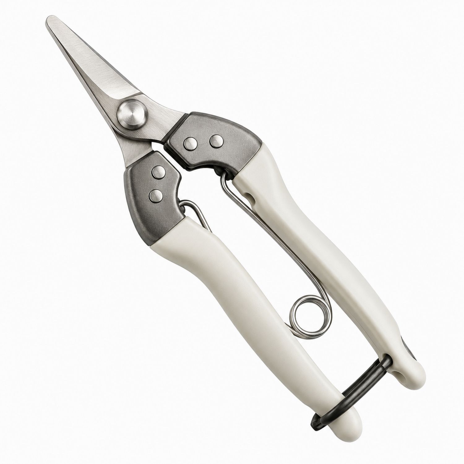 Sécateur de Jardin Ergonomique Blanc avec Ressort