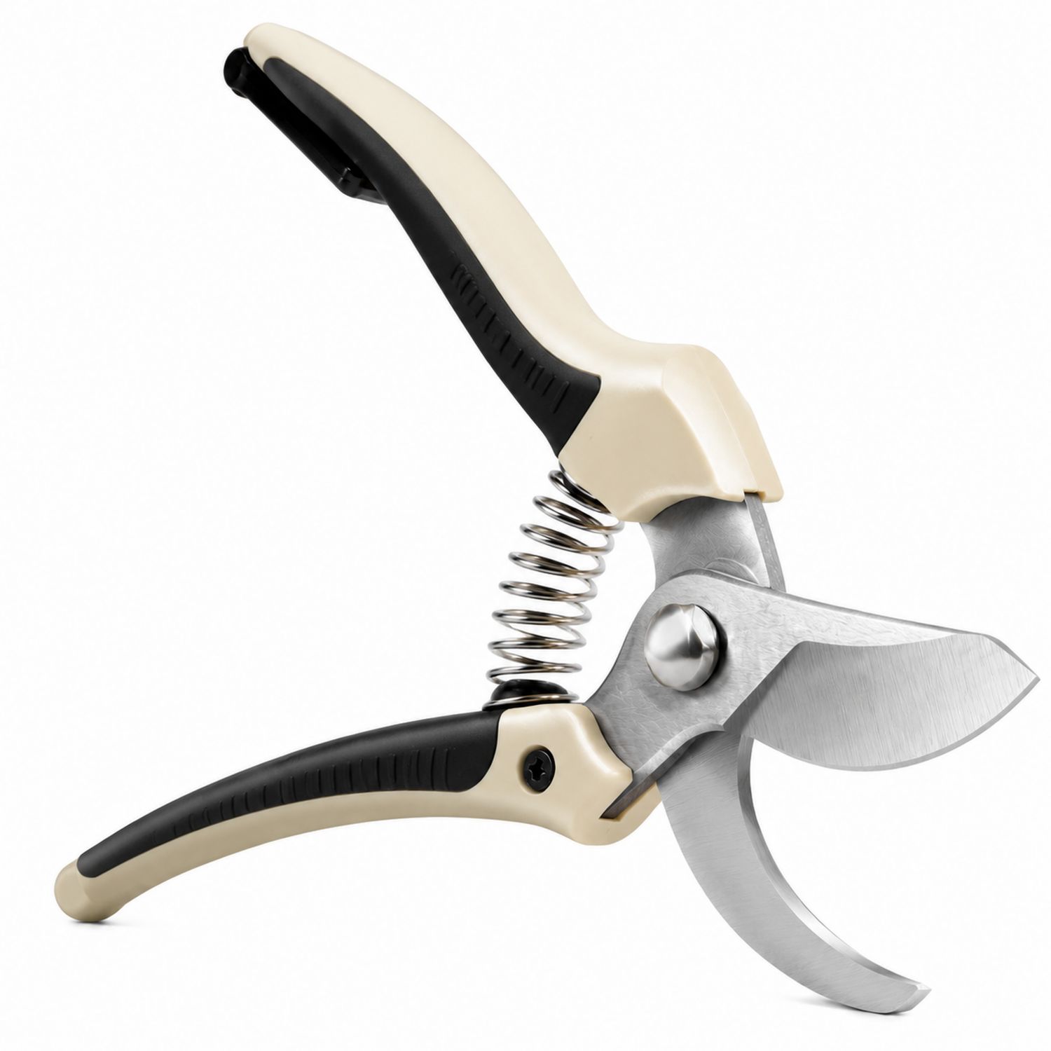 Sécateur de jardin ergonomique beige et noir