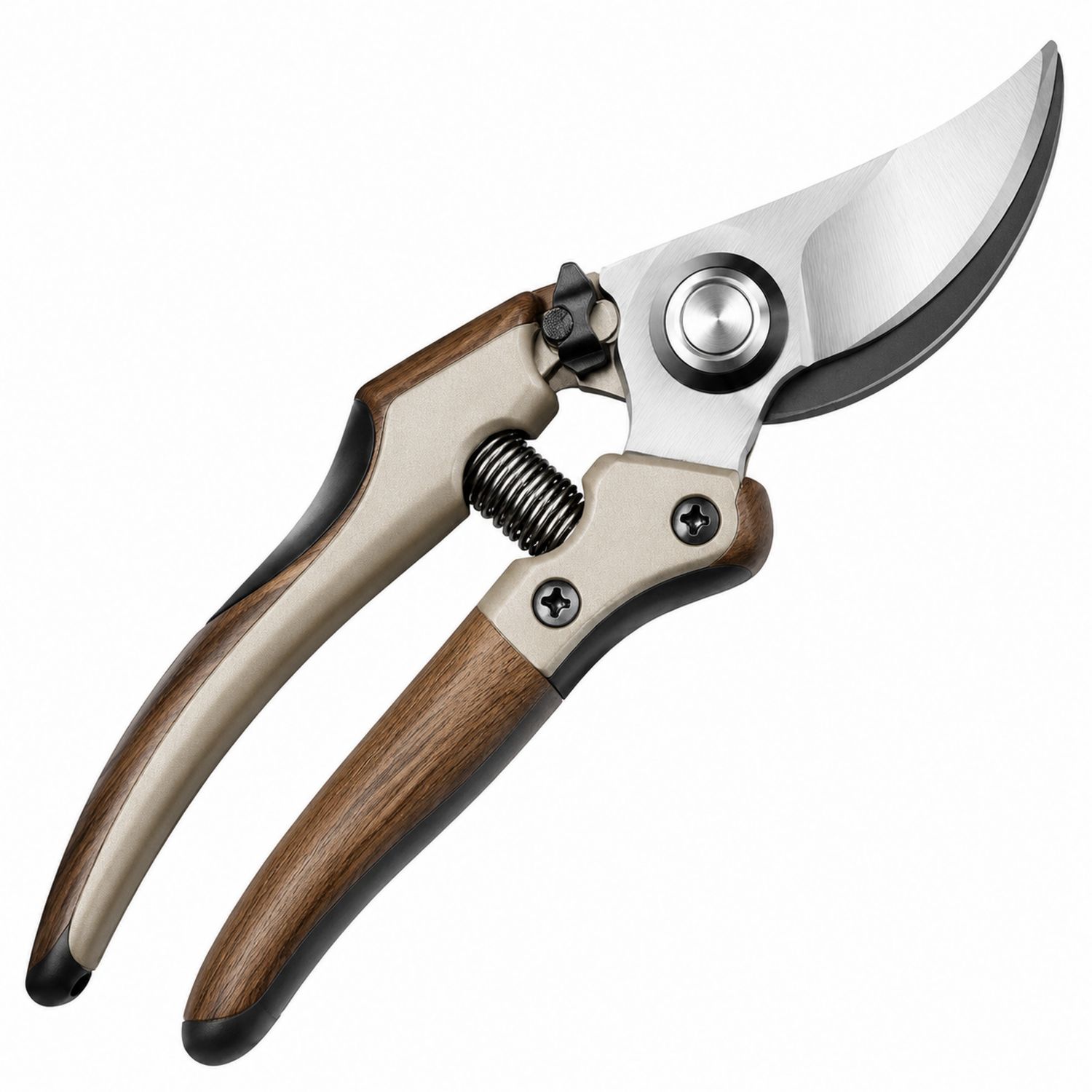 Sécateur de jardin ergonomique en acier inoxydable et bois