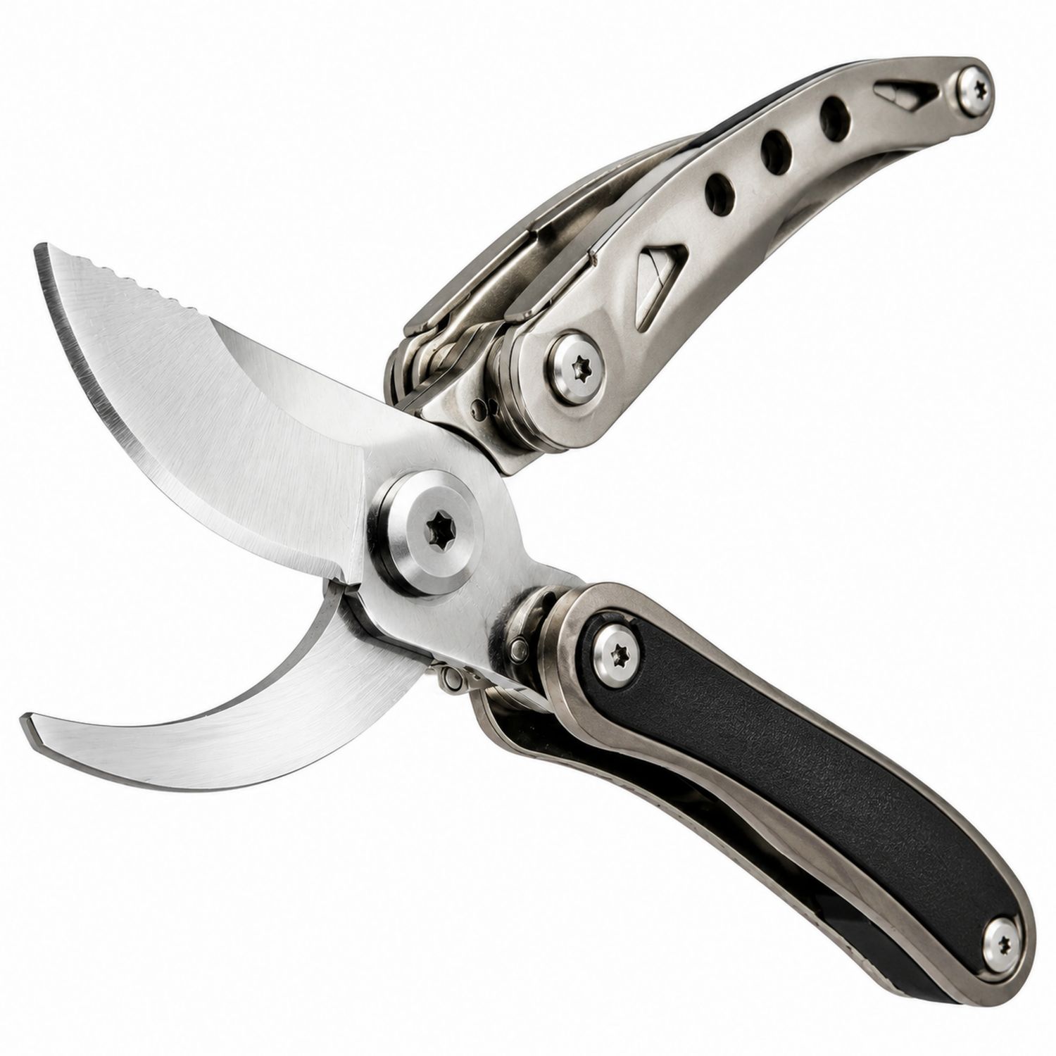 Sécateur ergonomique en acier inoxydable argent et noir