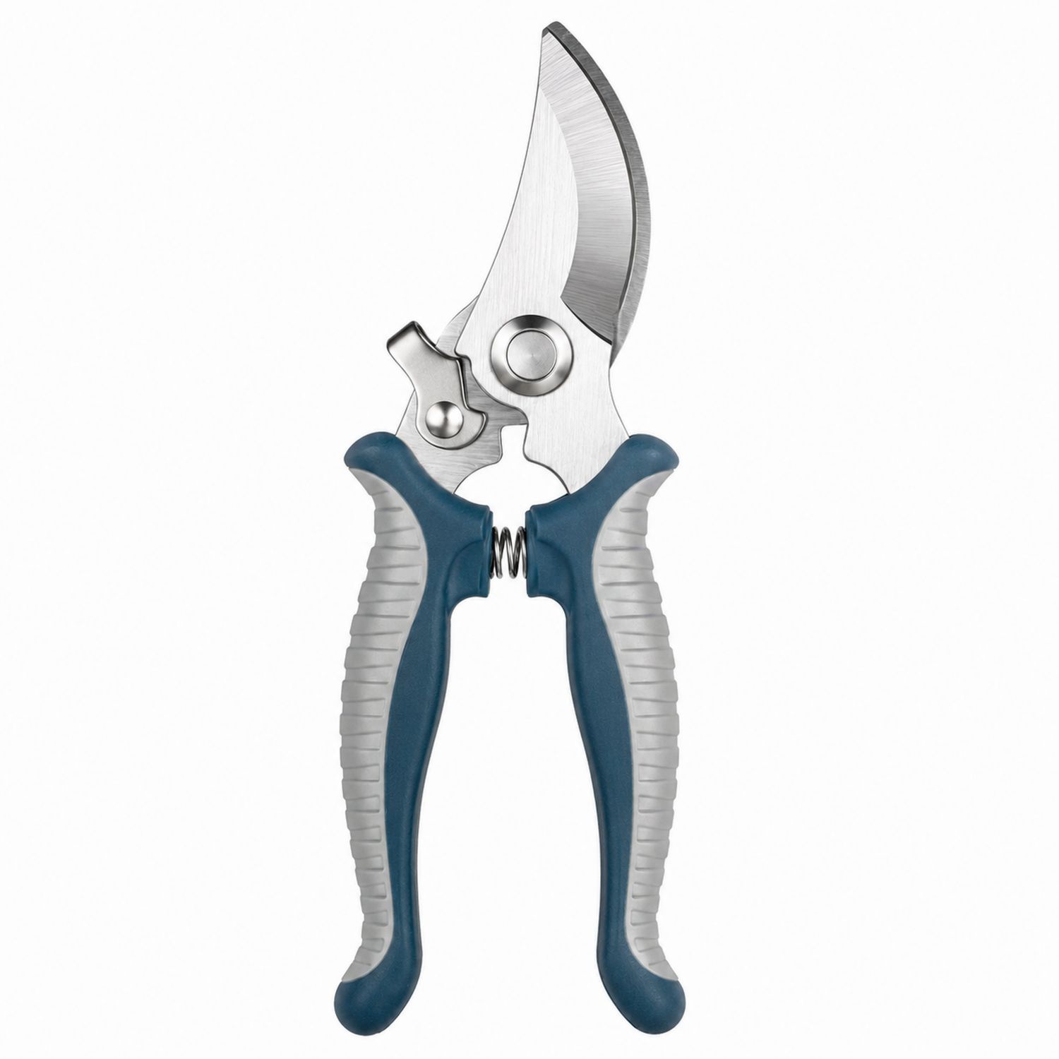 Sécateur de jardin ergonomique avec lames tranchantes bleu/gris
