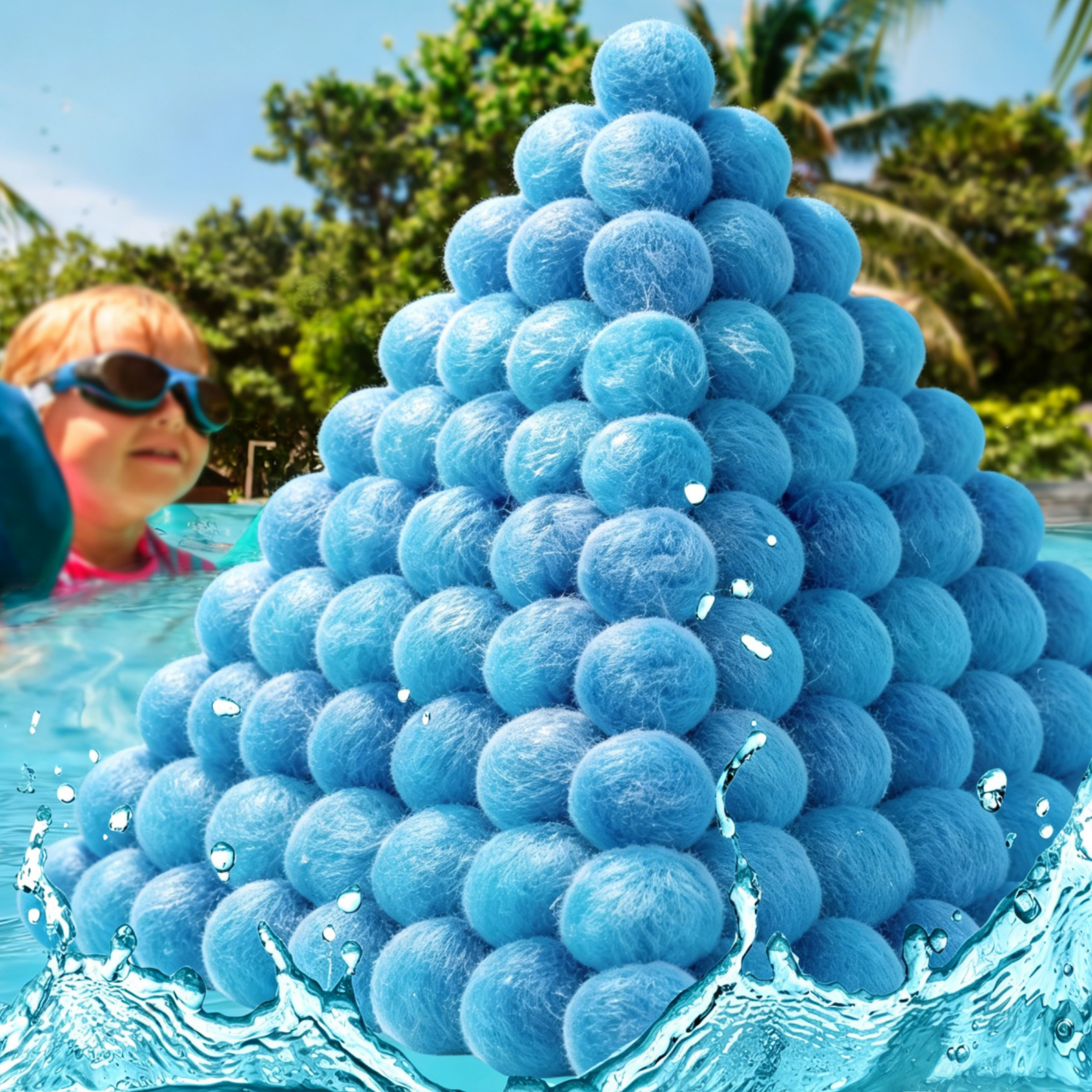 EverCrystal Blue Pool Filter Balls - 3.1 lbs Reusable Filter Balls for Sand Filter, Replaces 100 lbs Pool Filter Sand, Easy to Clean, High Efficiency Pool Filter Media for Cleaner Water