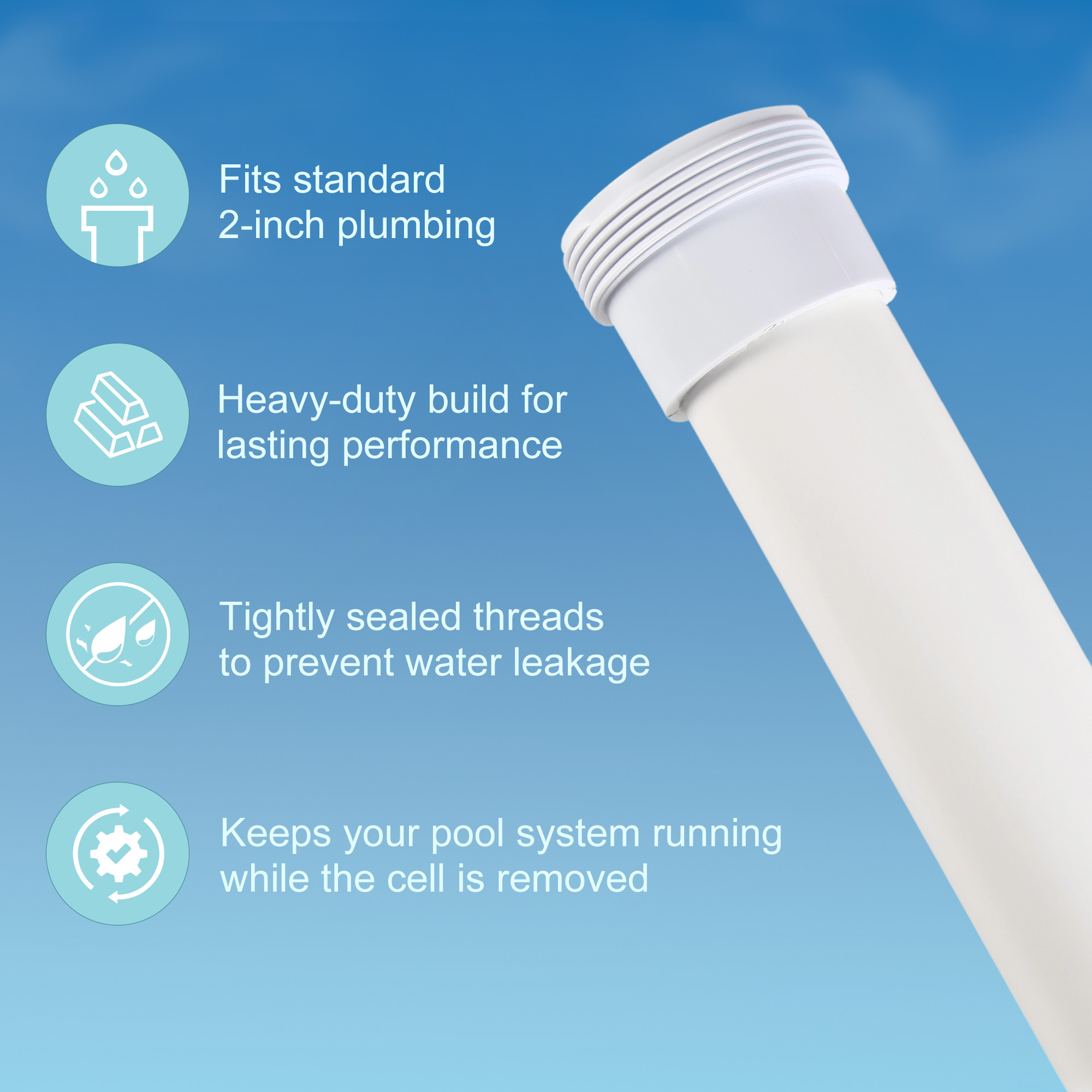EverCrystal Salt Cell Dummy Bypass Cell, Replacement Bypass Cell Fits for Hayward Salt System, Easy to Install, for Off-Season & Maintenance Use