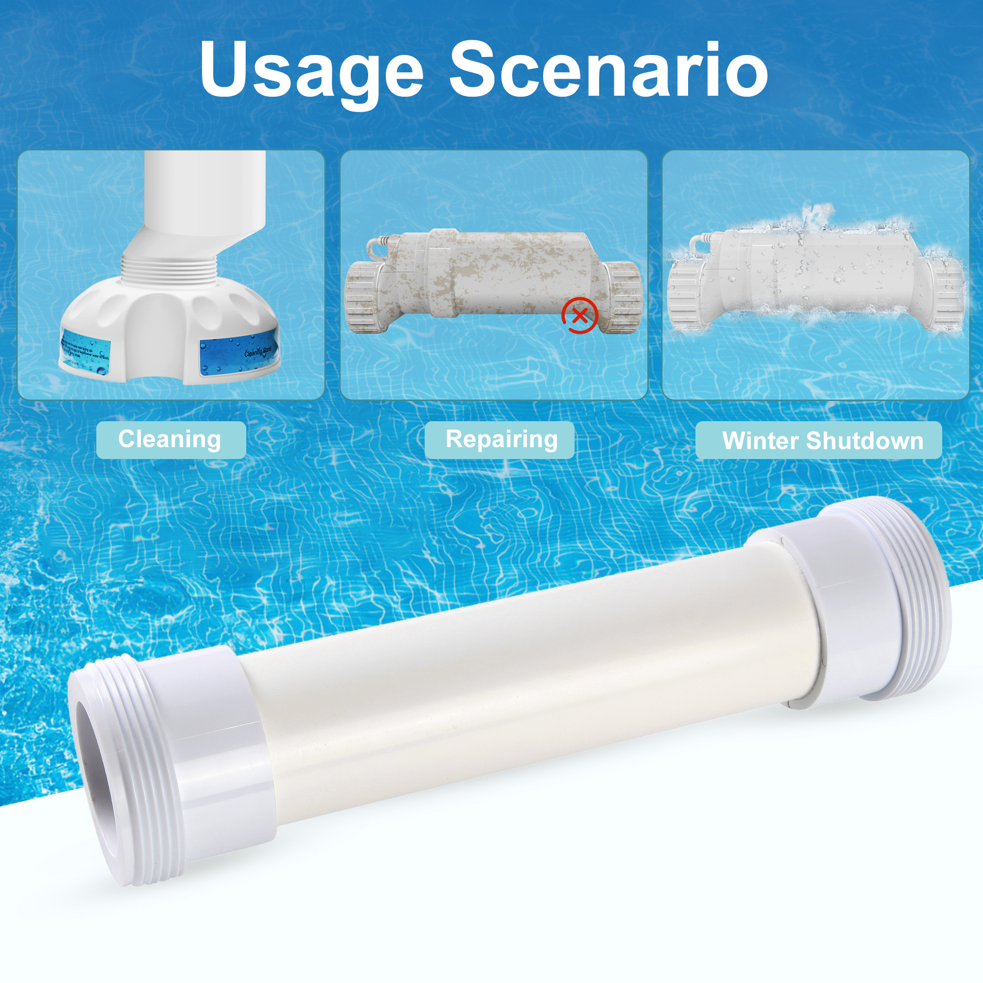 EverCrystal Salt Cell Dummy Bypass Cell, Replacement Bypass Cell Fits for Hayward Salt System, Easy to Install, for Off-Season & Maintenance Use