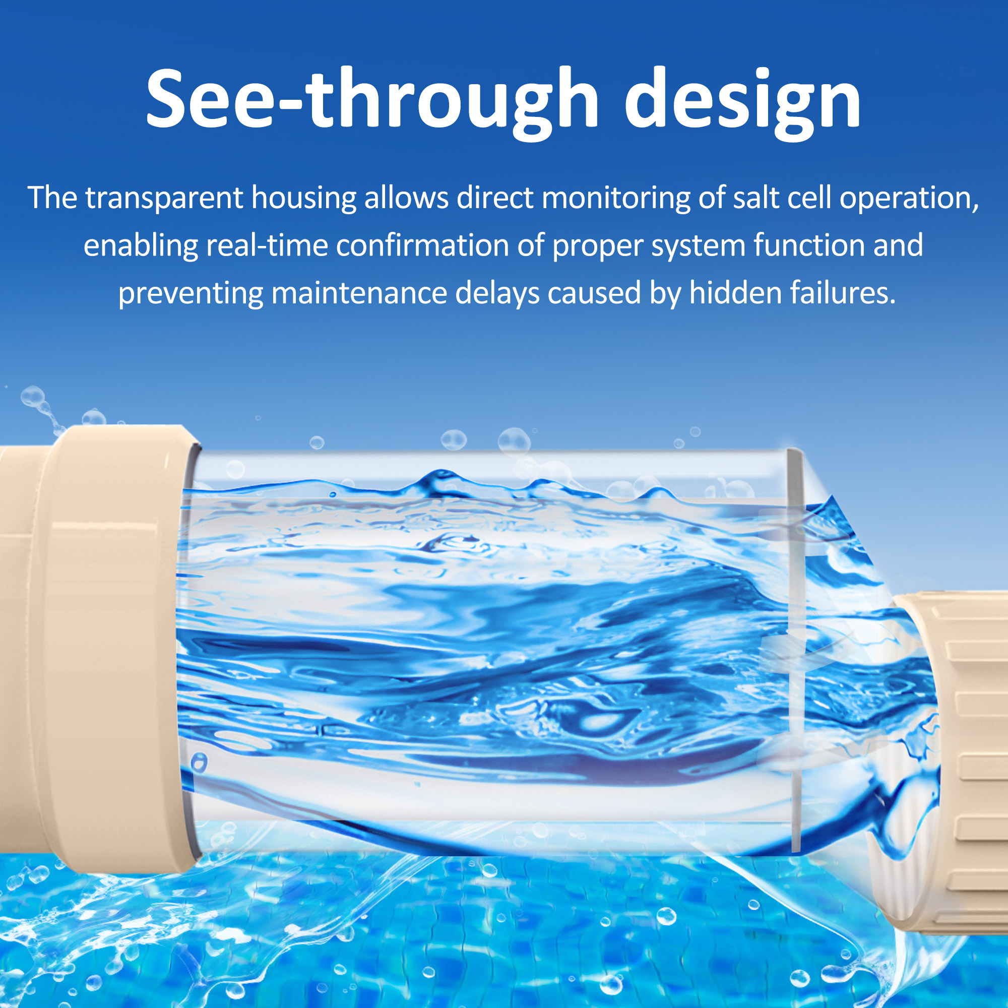 Salt Cell for Pool - Fits for Hayward Salt Cell T-3, up to 15,000 Gallon In-Ground Swimming Pools, Clear Case, 2-Year Warranty