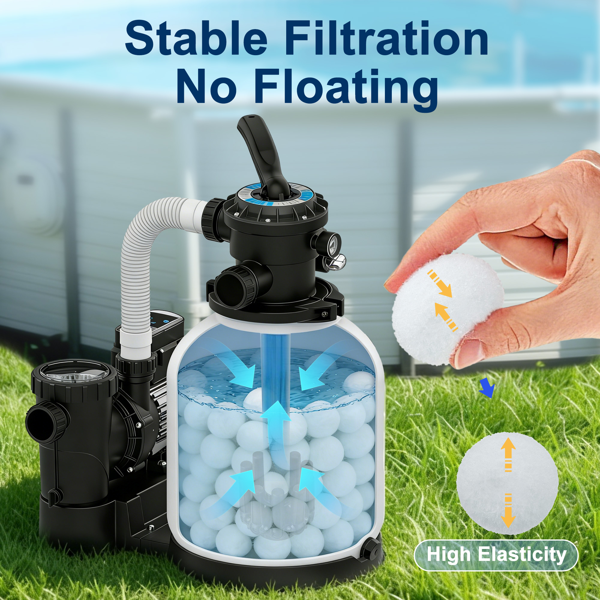 EverCrystal Blue Pool Filter Balls - 3.1 lbs Reusable Filter Balls for Sand Filter, Replaces 100 lbs Pool Filter Sand, Easy to Clean, High Efficiency Pool Filter Media for Cleaner Water
