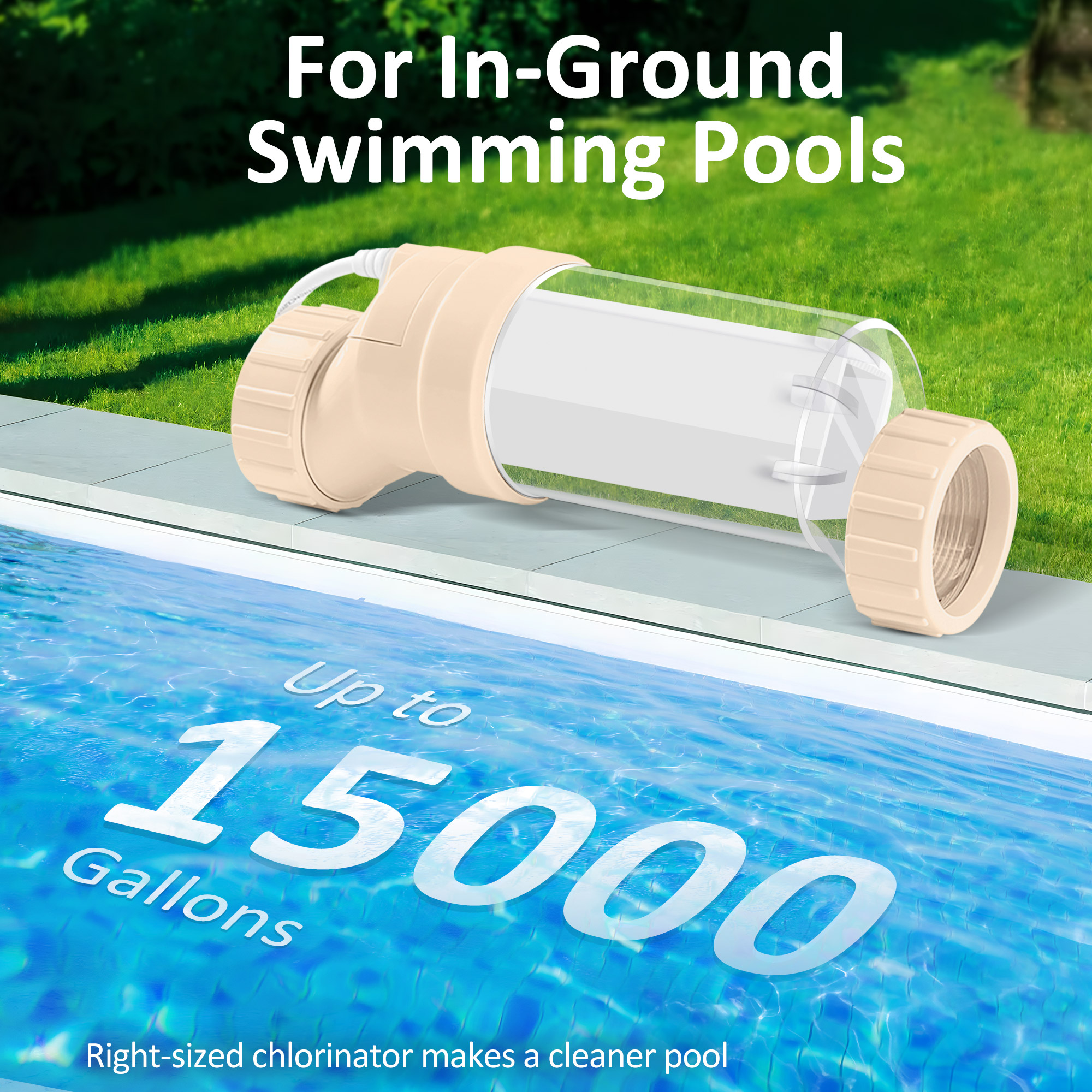 Salt Cell for Pool - Fits for Hayward Salt Cell T-3, up to 15,000 Gallon In-Ground Swimming Pools, Clear Case, 2-Year Warranty