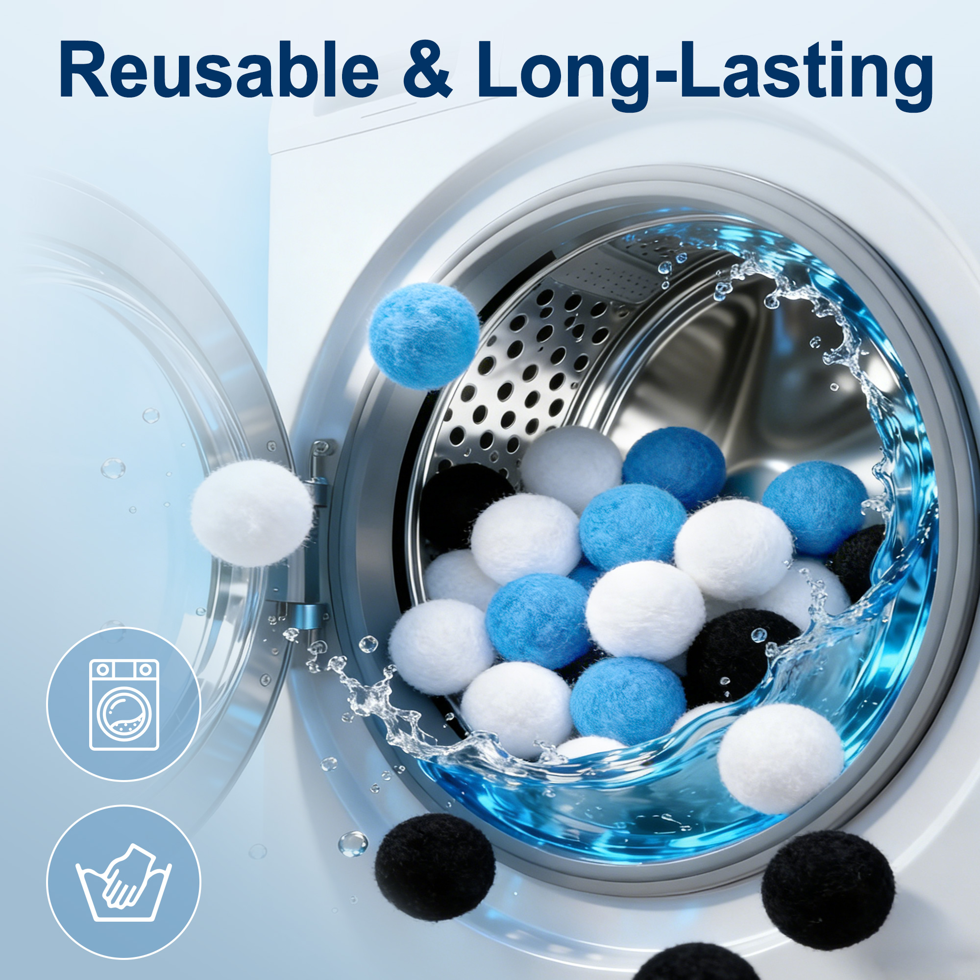 EverCrystal Blue Pool Filter Balls - 3.1 lbs Reusable Filter Balls for Sand Filter, Replaces 100 lbs Pool Filter Sand, Easy to Clean, High Efficiency Pool Filter Media for Cleaner Water