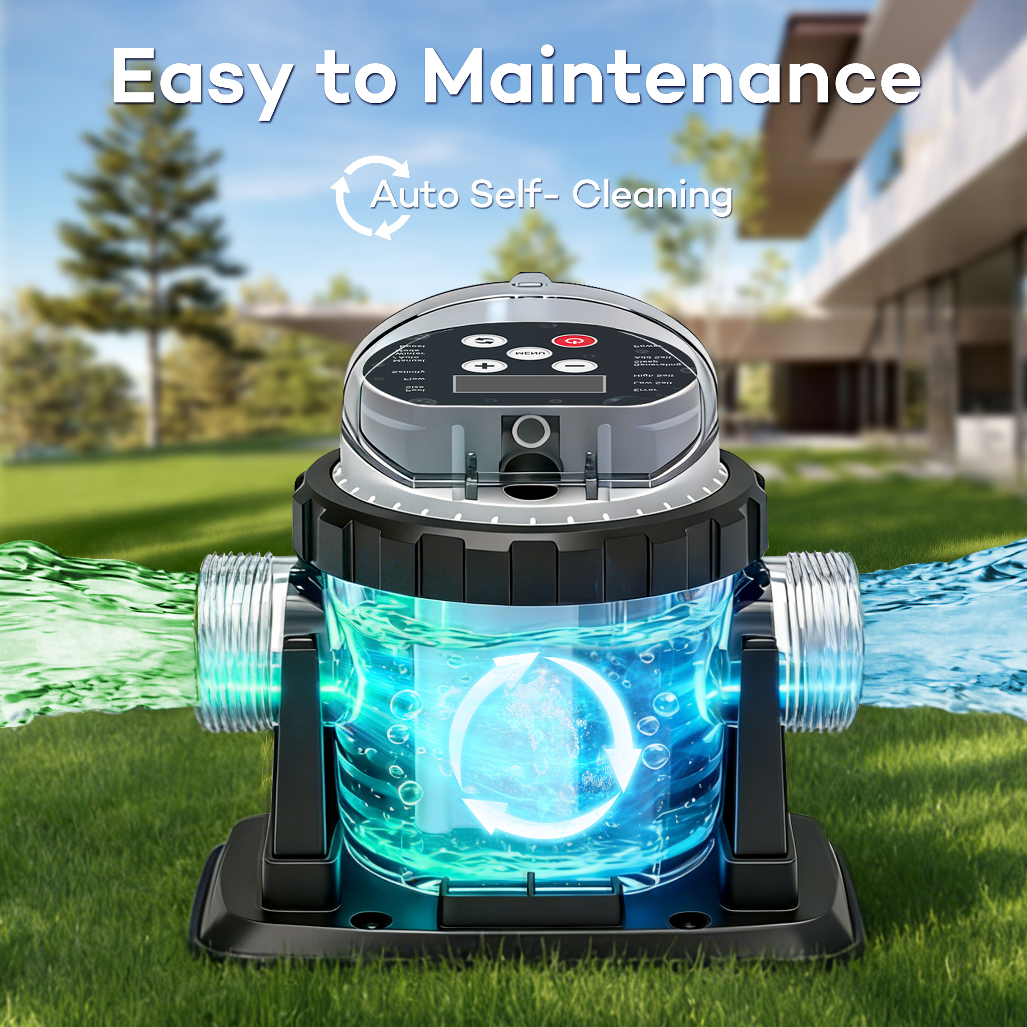 Salt Water Pool Chlorinator System - Built-in Salinity Sensor, Smart All-in-One Design, Plug-in Salt Chlorine Generator for Above Ground Pools up to 10,000 Gallons,Easy to Set-Up