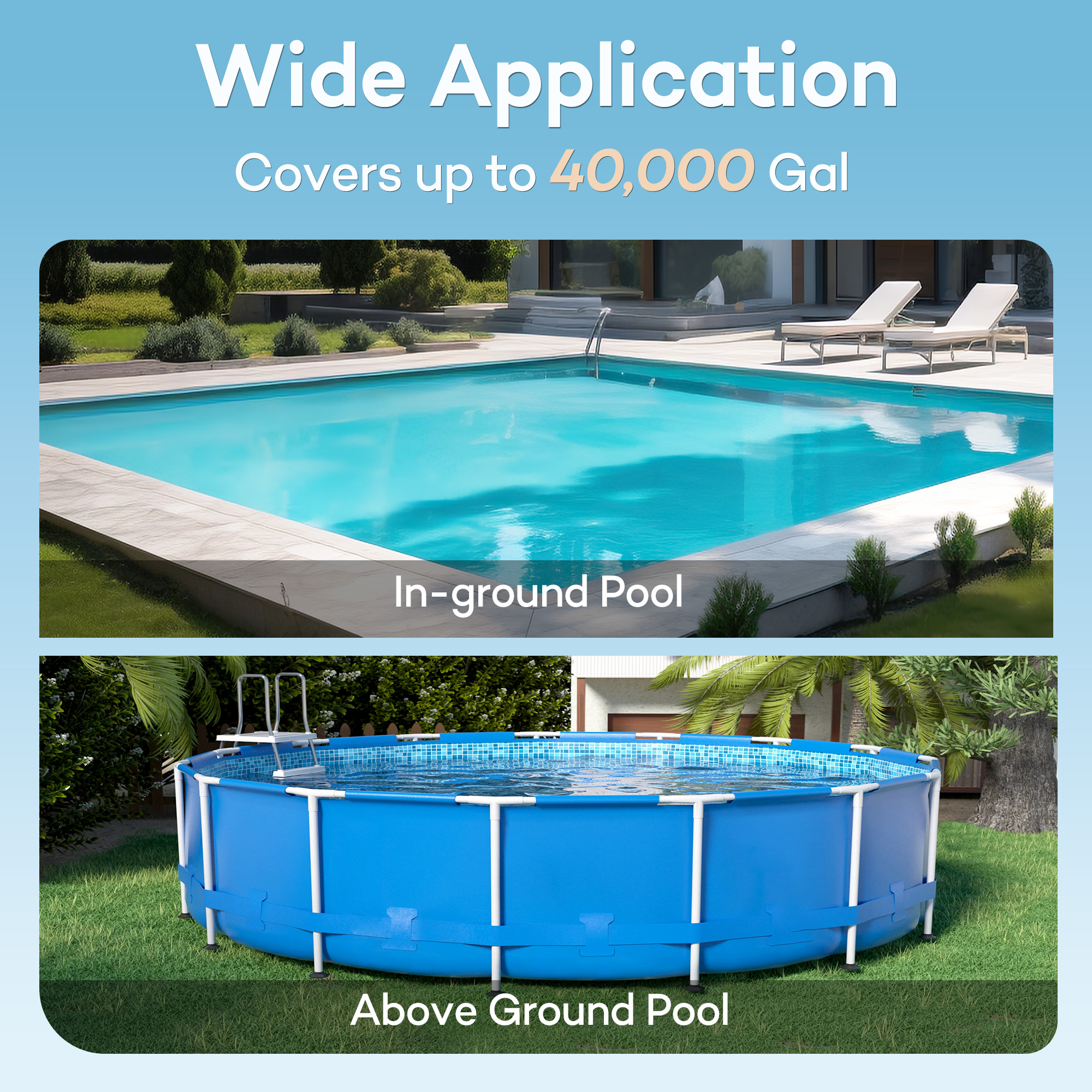 Solar Pool Ionizer – New Generation Self-Cleaning Pool Ionizer with Copper Residue Collection, Leak-Proof Integrated Panel, for Above Ground & In-Ground Pools up to 40000 Gallons, Test Strips Included
