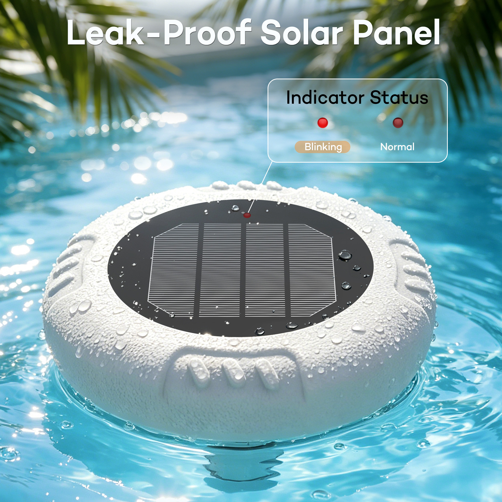 Solar Pool Ionizer – New Generation Self-Cleaning Pool Ionizer with Copper Residue Collection, Leak-Proof Integrated Panel, for Above Ground & In-Ground Pools up to 40000 Gallons, Test Strips Included