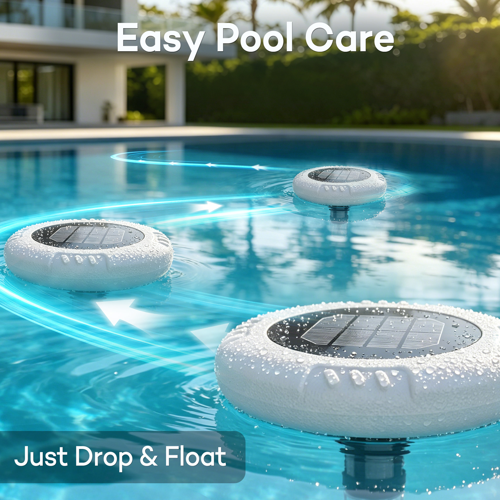 Solar Pool Ionizer – New Generation Self-Cleaning Pool Ionizer with Copper Residue Collection, Leak-Proof Integrated Panel, for Above Ground & In-Ground Pools up to 40000 Gallons, Test Strips Included