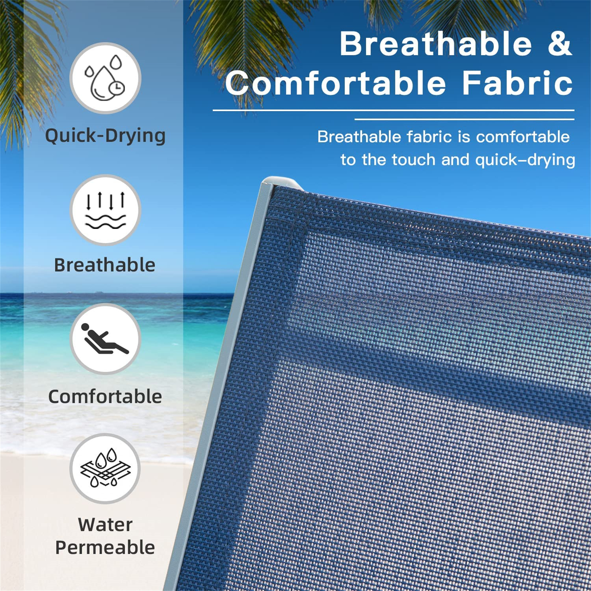 Outdoor Chaise Lounge Chairs Set of 2 - Adjustable Patio Lounge Chairs with Removable Pillow, Aluminum Pool Lounge Chairs with Breathable Textilene Fabric, Poolside Lawn Backyard Recliners