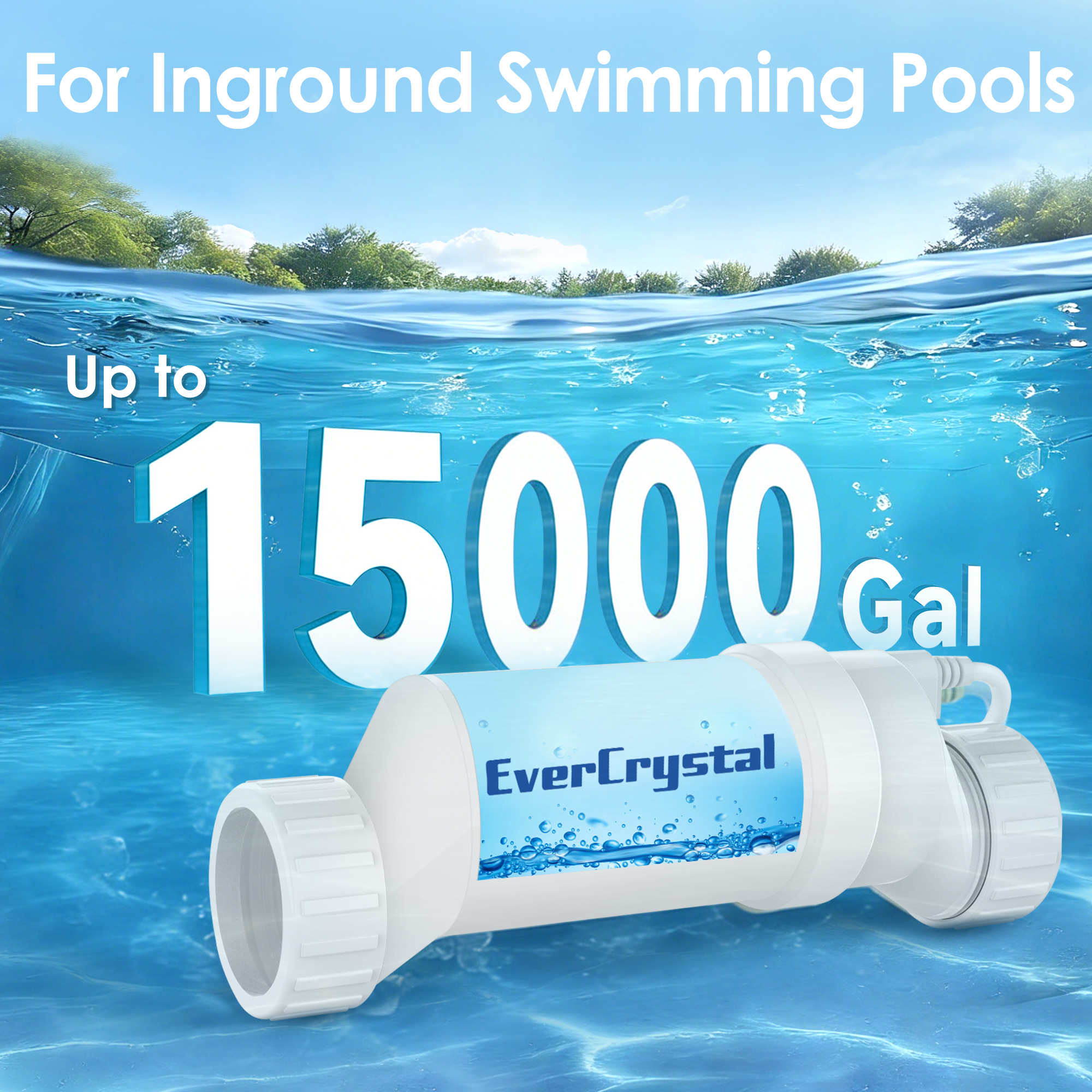EverCrystal Salt Cell for Pool, Fits for Hayward Salt Cell T-3, Chlorine Generator Cell for Salt Water Pool, Up to 15,000 Gallon In-Ground Swimming Pools, 2-Year Warranty