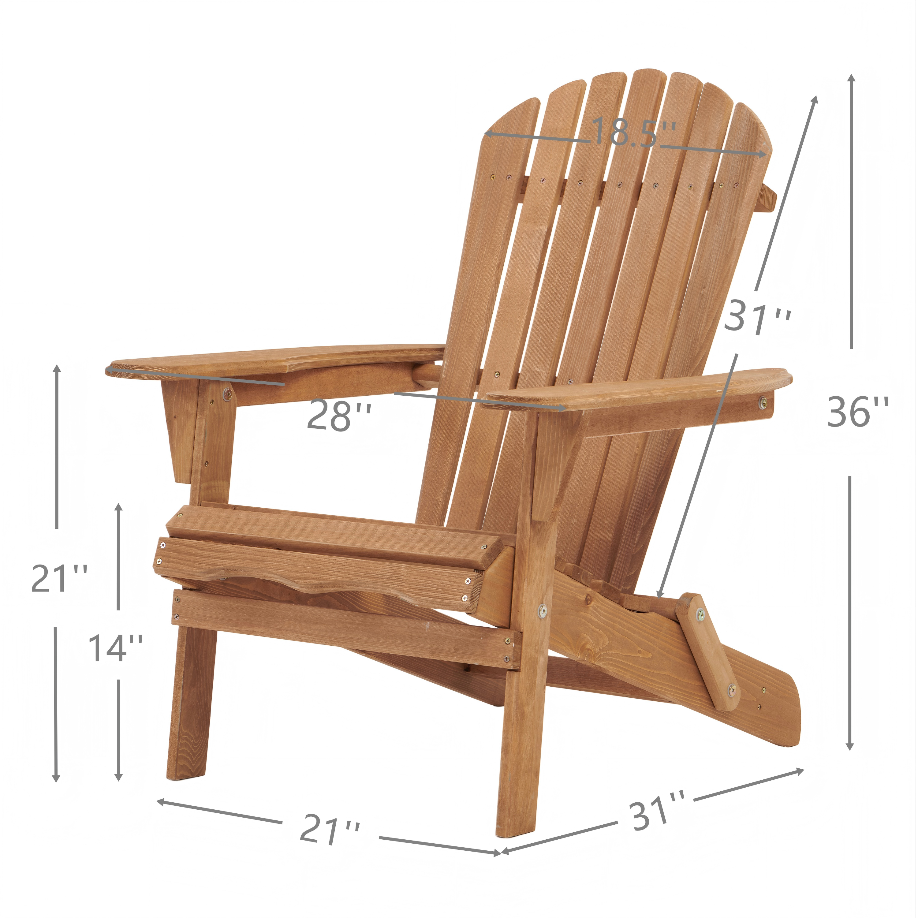 EverCrystal Outdoor Folding Wooden Chair Set, Low Profile Adirondack  Chairs with Pre-Assembled BackRest, Space-Saving Foldable Design, 220 lbs Weight Capacity, for Garden Backyard Porch Pool