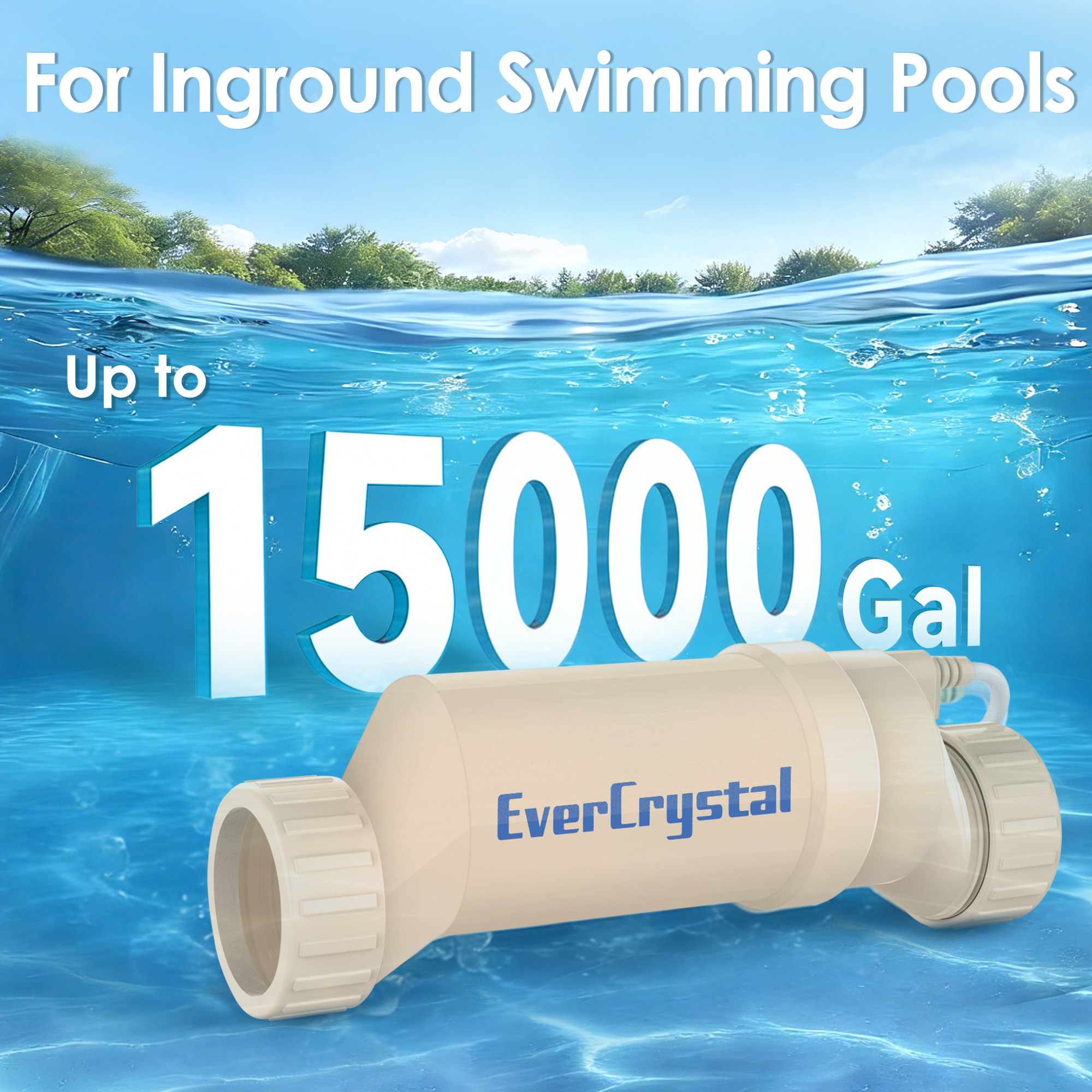EverCrystal Salt Cell for Pool, Fits for Hayward Salt Cell T-3, Chlorine Generator Cell for Salt Water Pool, Up to 15,000 Gallon In-Ground Swimming Pools