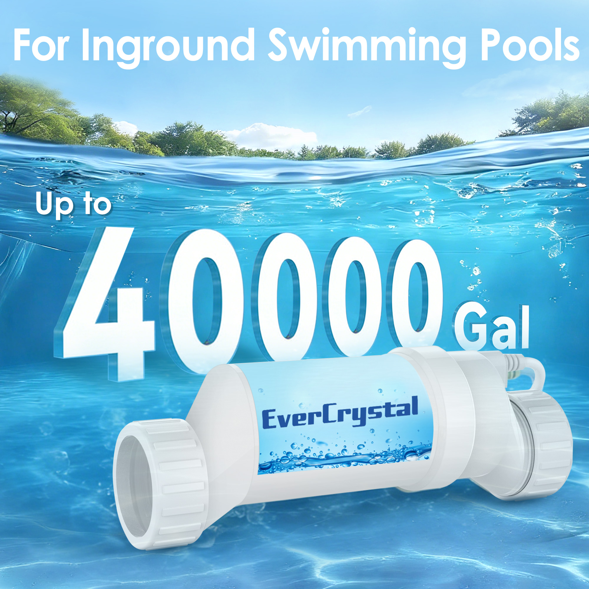 EverCrystal Salt Cell for Pool, Fits for Hayward Salt Cell T-15, Chlorine Generator Cell for Salt Water Pool, Up to 40,000 Gallon In-Ground Swimming Pools, 2-Year Warranty