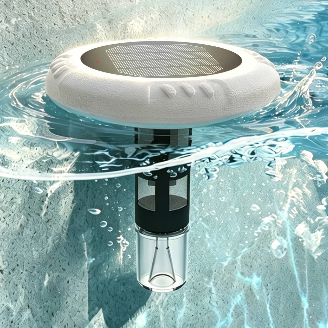 Solar Pool Ionizer – New Generation Self-Cleaning Pool Ionizer with Copper Residue Collection, Leak-Proof Integrated Panel, for Above Ground & In-Ground Pools up to 40000 Gallons, Test Strips Included