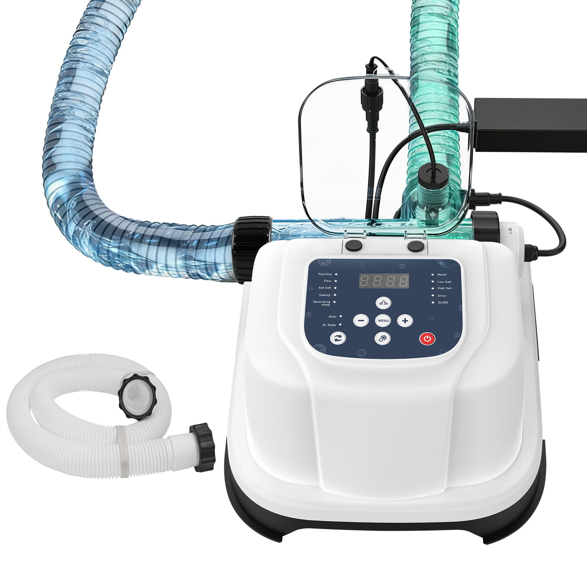 Salt Chlorine Generator for Above Ground Pools, Up to 10,000 Gallons, Intelligent Saltwater Pool System with Auto Chlorine Calculation, Salt Level Detection & Smart Salt Addition Guidance