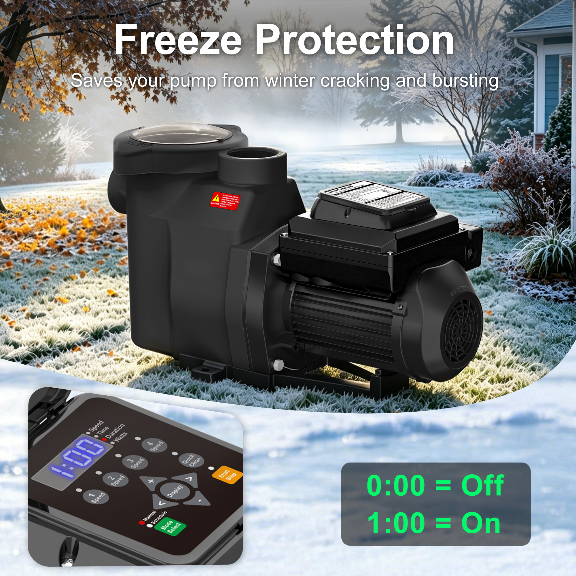 Variable Speed Pool Pump – Energy Efficient Inground Pool Pump with CEC Certified & ETL Listed, Ultra Quiet, Built-in Timer, High Flow, Self-Priming, 230V