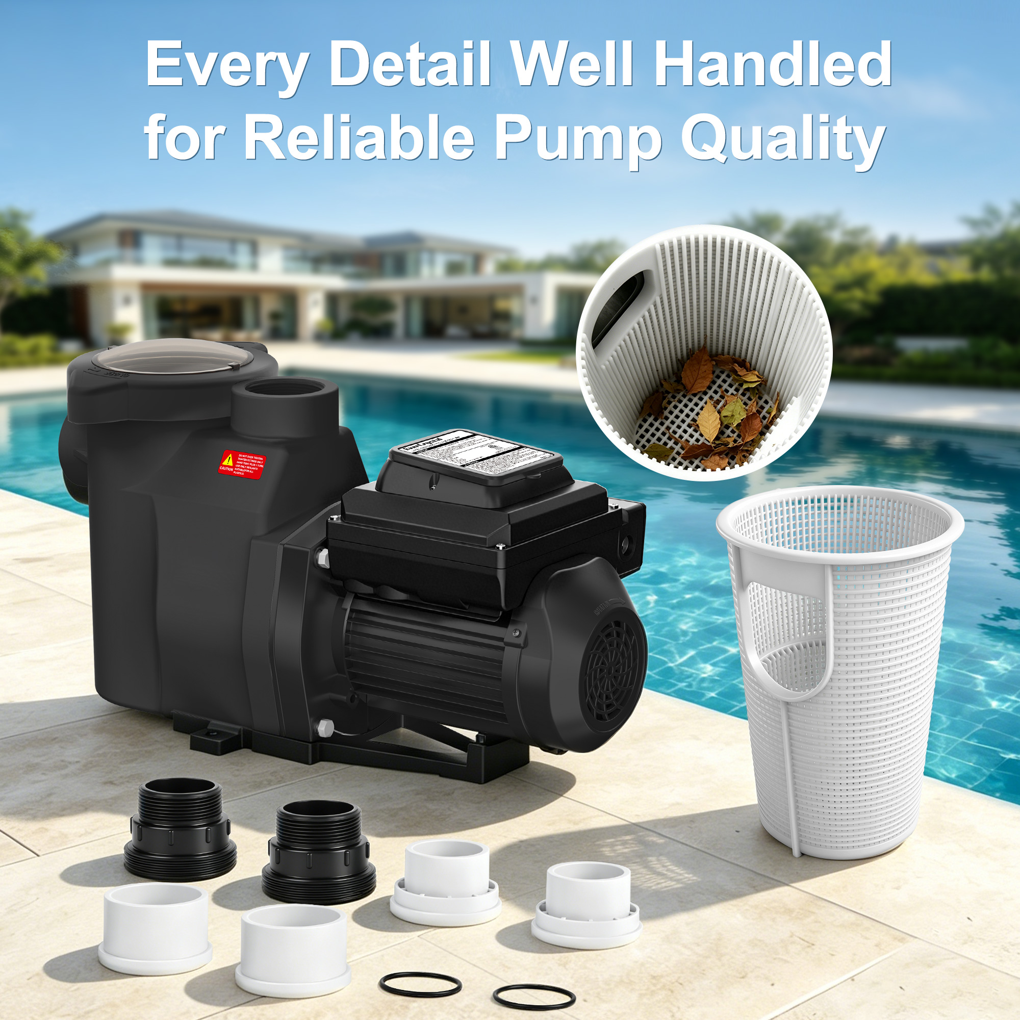 Variable Speed Pool Pump – Energy Efficient Inground Pool Pump with CEC Certified & ETL Listed, Ultra Quiet, Built-in Timer, High Flow, Self-Priming, 230V