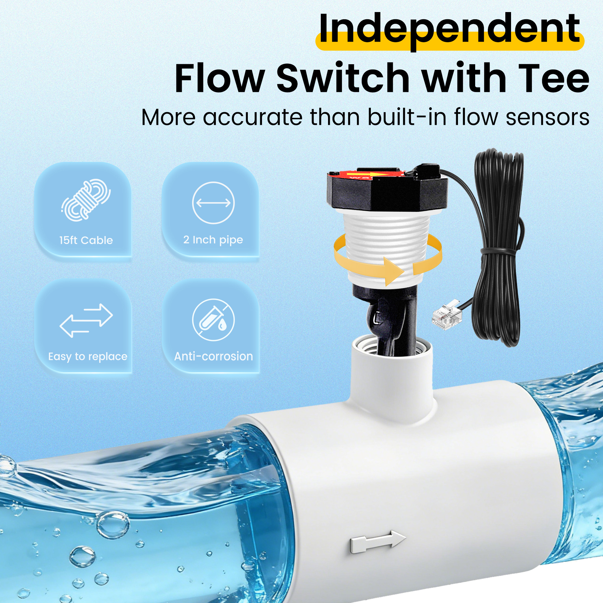 EverCrystal Salt Water Pool Chlorinator System - Up to 40,000 Gallons, Self-Cleaning Salt Chlorine Generator, Clear Housing, Flow & Temp Sensors, 1 Year Warranty