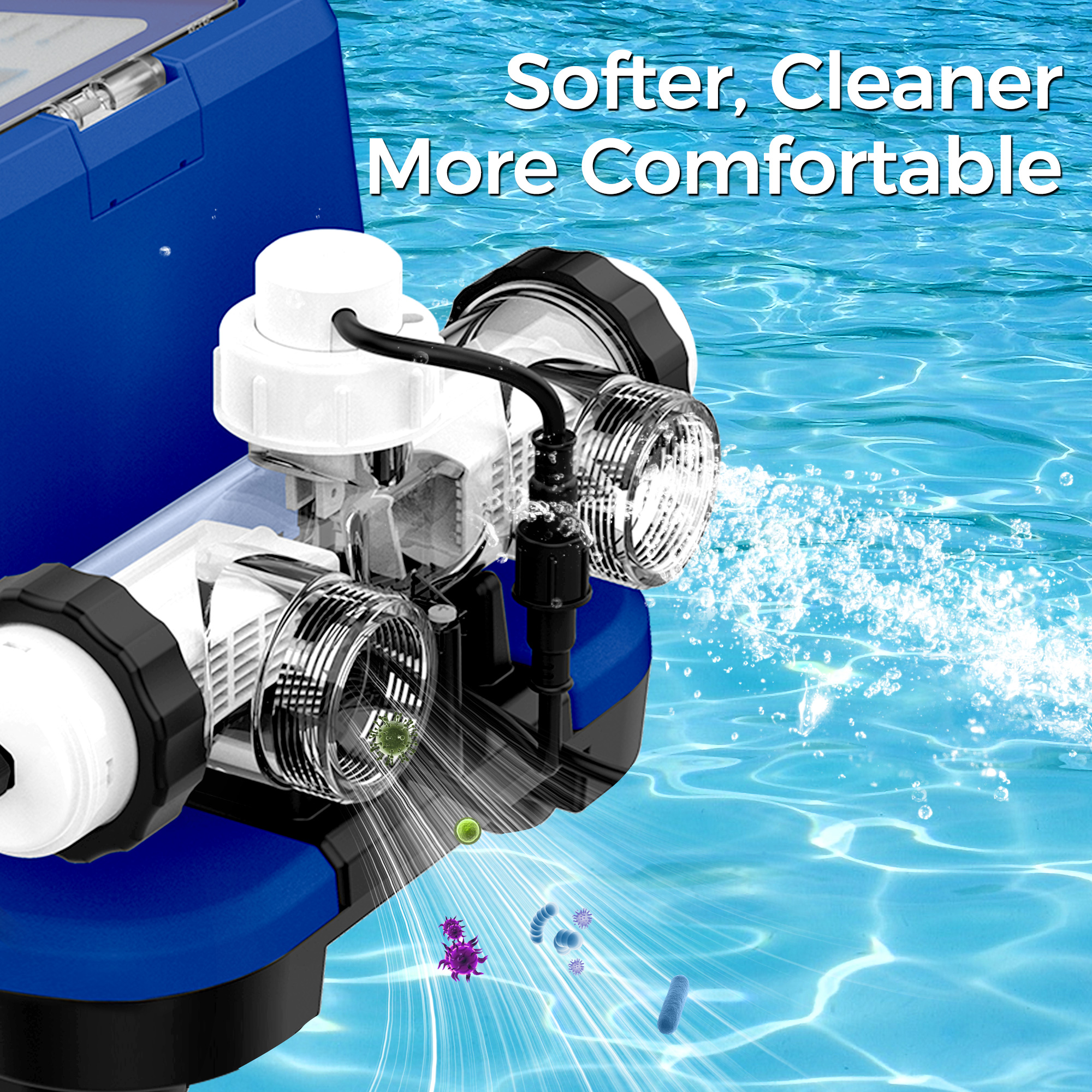 Salt Water Pool Chlorinator System —— Up to 20,000 Gallons, Smart Salt Chlorine Generator with LCD Display, GFCI Plug & Precision Calibration, Pool Salt System for Above Ground Pools