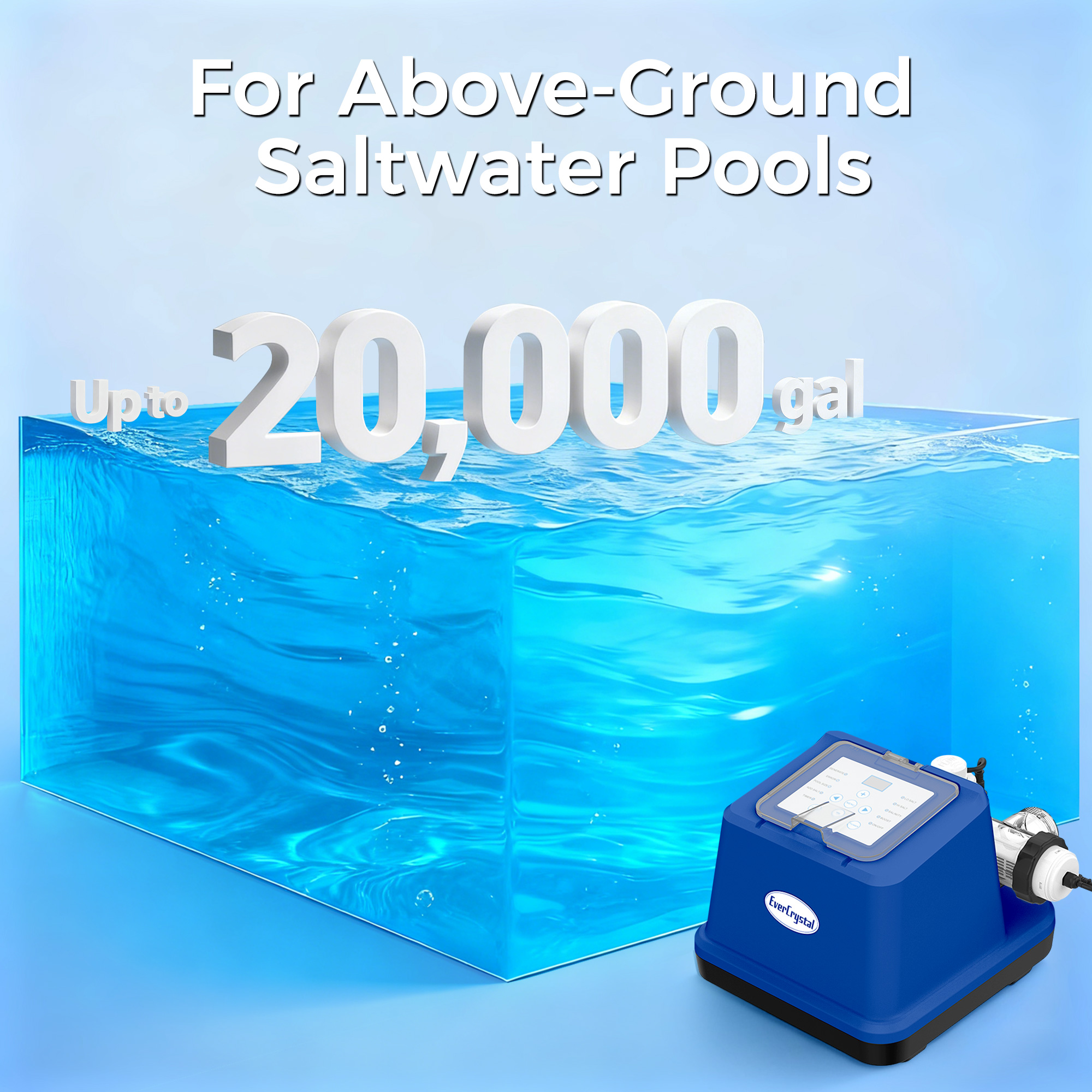 Salt Water Pool Chlorinator System —— Up to 20,000 Gallons, Smart Salt Chlorine Generator with LCD Display, GFCI Plug & Precision Calibration, Pool Salt System for Above Ground Pools