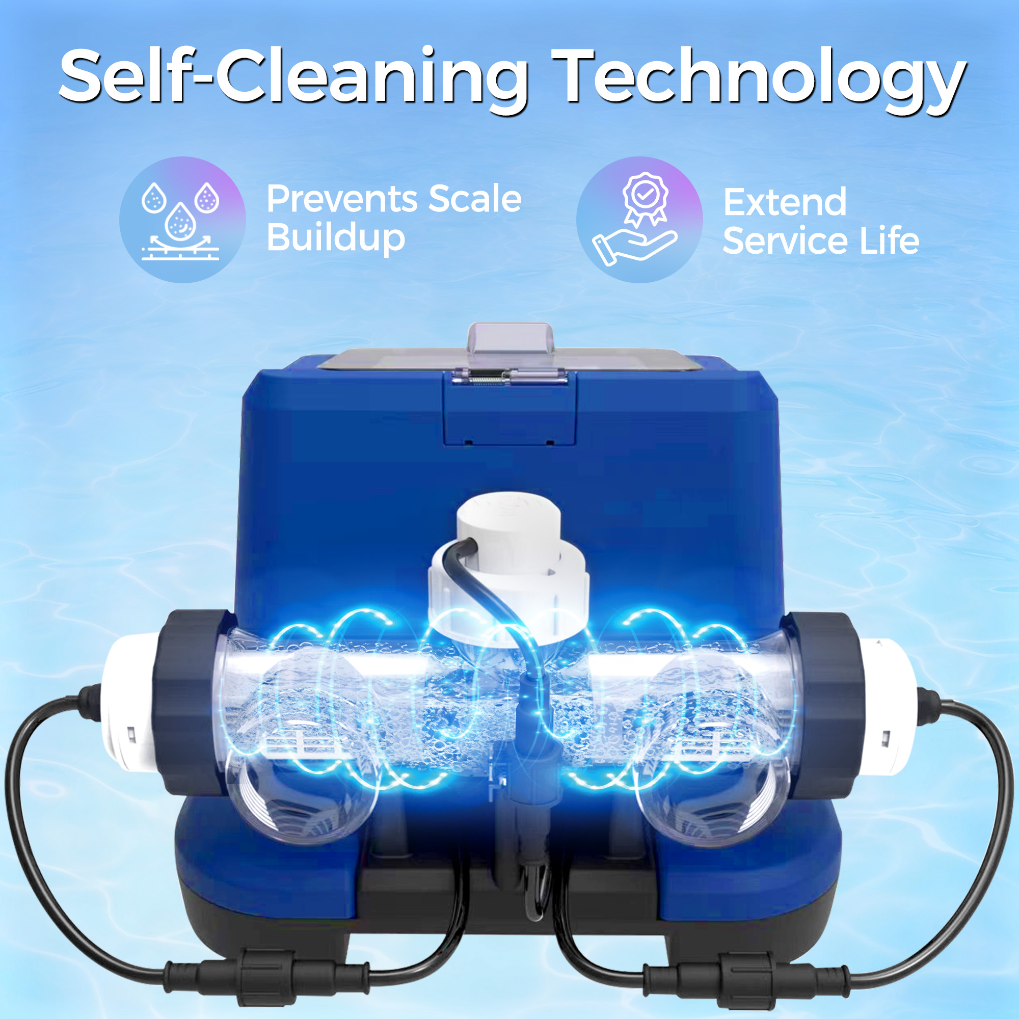 Salt Water Pool Chlorinator System —— Up to 20,000 Gallons, Smart Salt Chlorine Generator with LCD Display, GFCI Plug & Precision Calibration, Pool Salt System for Above Ground Pools