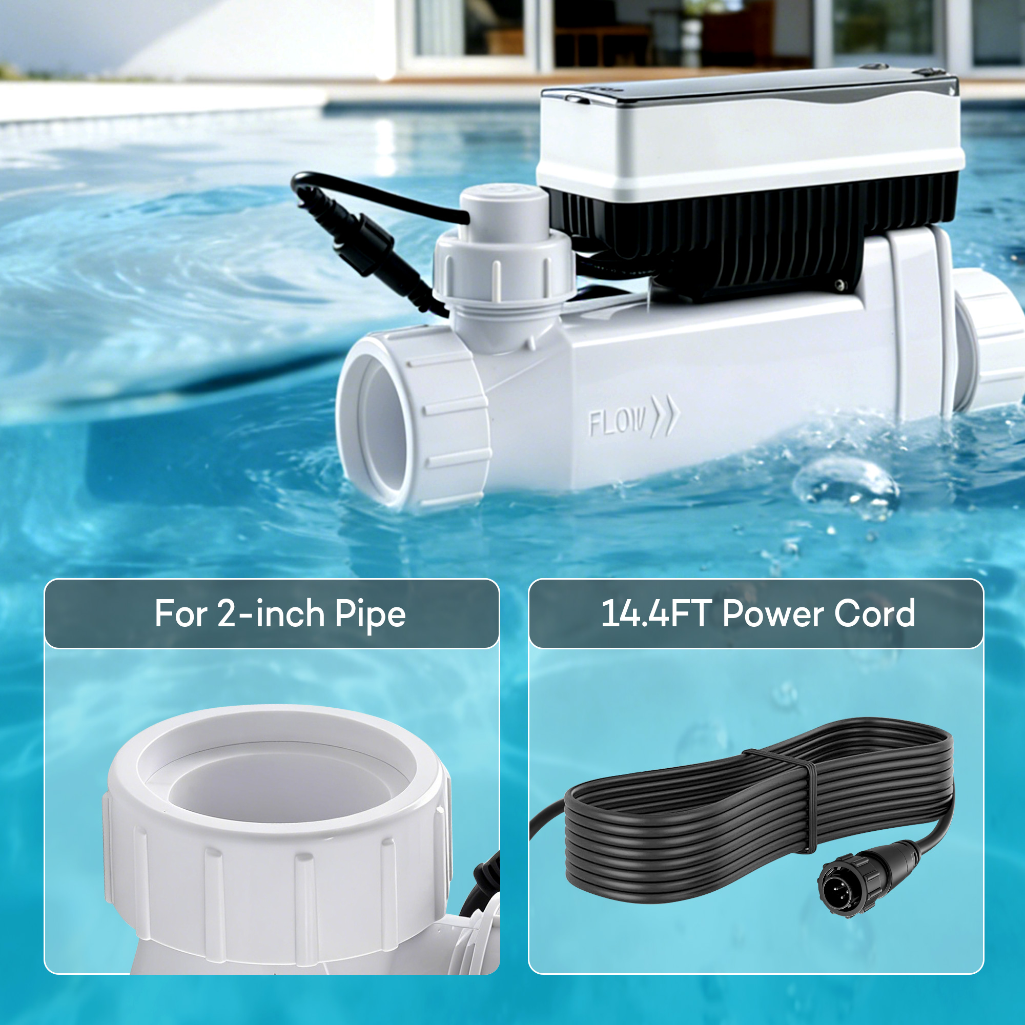 Salt Cell for Pool - Fits for Pentair Salt Cell, Upgraded Flow Switch with Temp/Salinity Sensor, Replacement Salt Cell Chlorine Generator, up to 20,000 Gal Pool