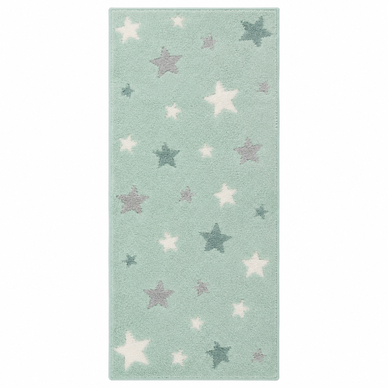 Kinderteppich Sterne Mint 80x150 cm pflegeleichter Kurzflor-FurnovaLiving