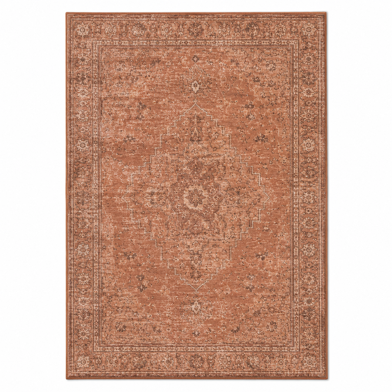 Vintage Kurzflor Teppich Terrakotta 160x230 cm mit Orientmuster
