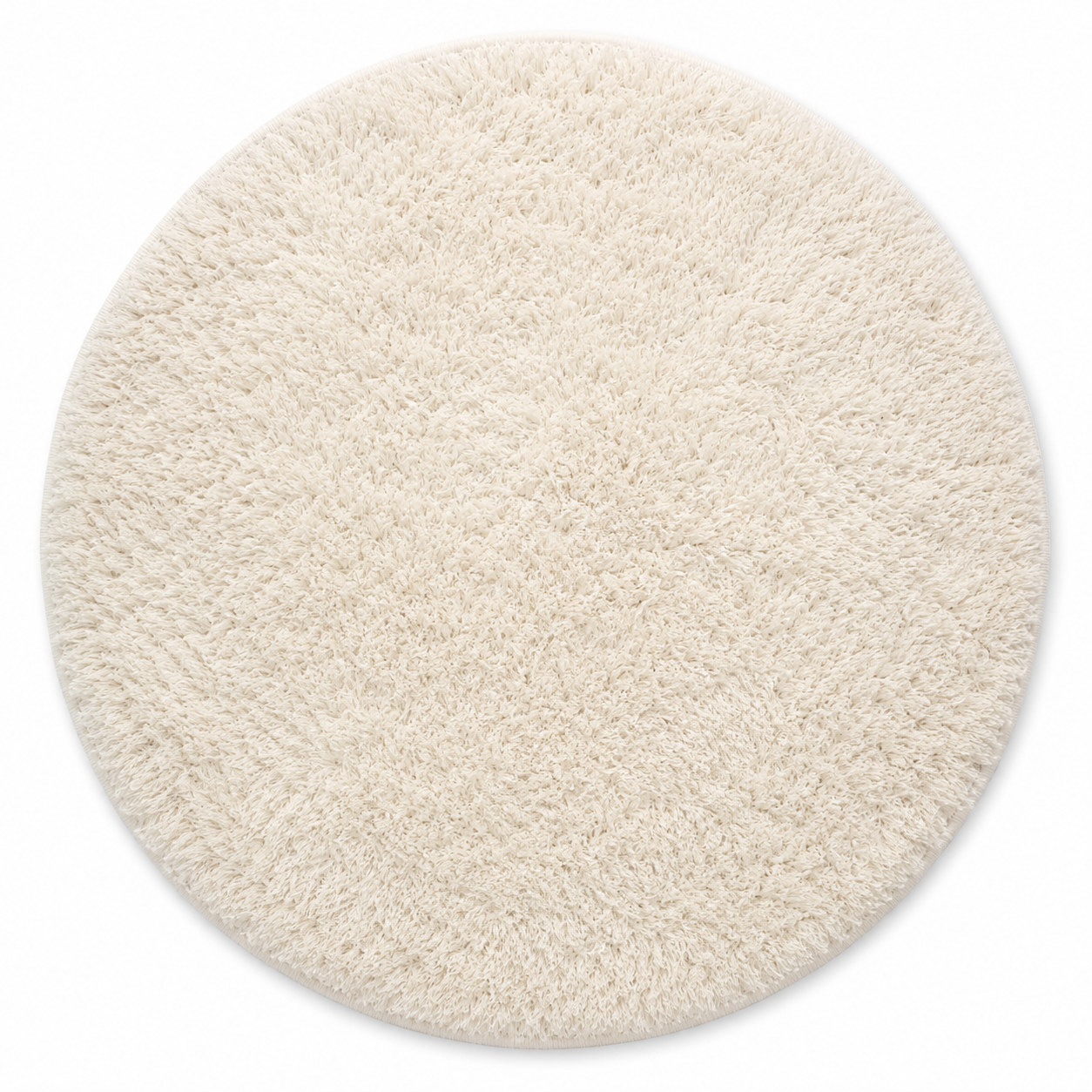 Runder Hochflor Teppich Elfenbein 120 cm für Leseecke