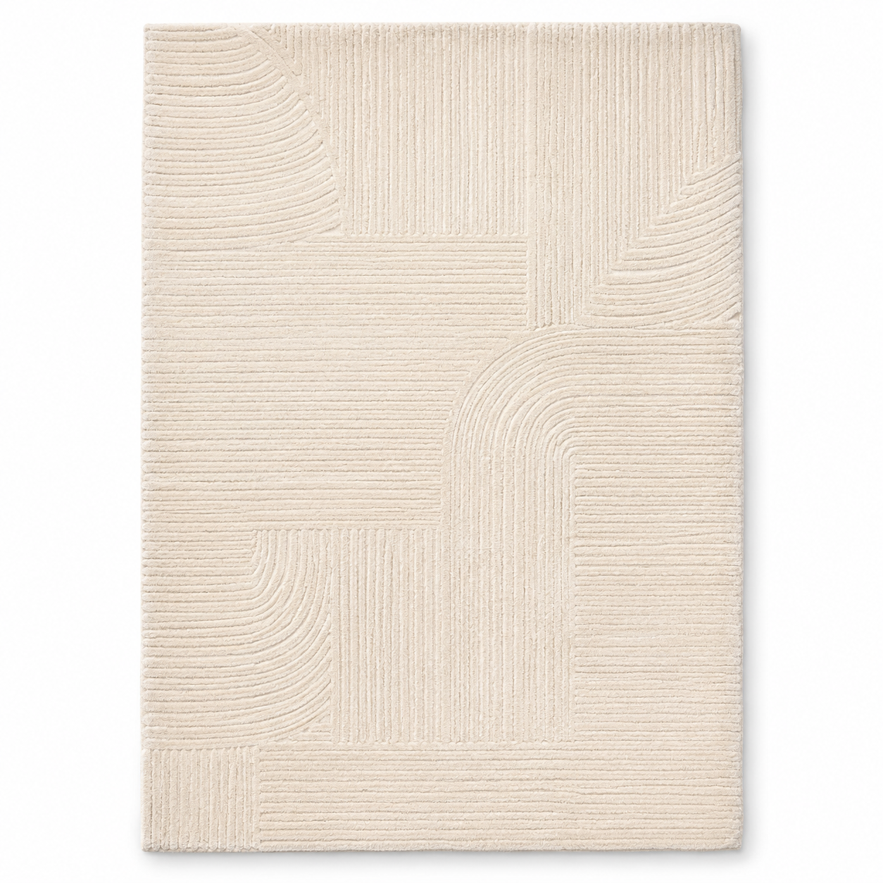 Wollmix Teppich Creme 160x230 cm mit handgetufteter Reliefstruktur