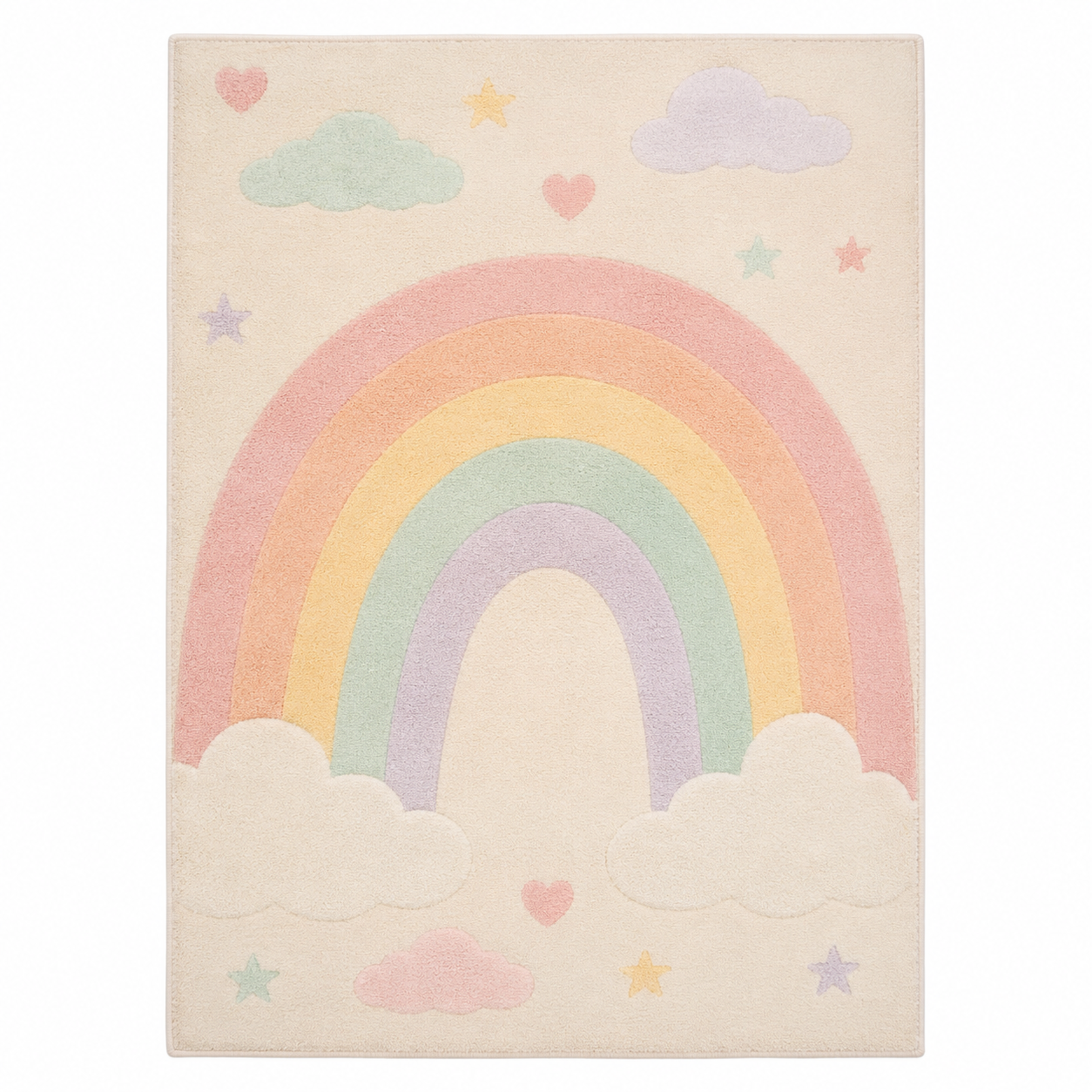 Kinderteppich Pastell Regenbogen 120x170 cm weich und kurzflorig-FurnovaLiving