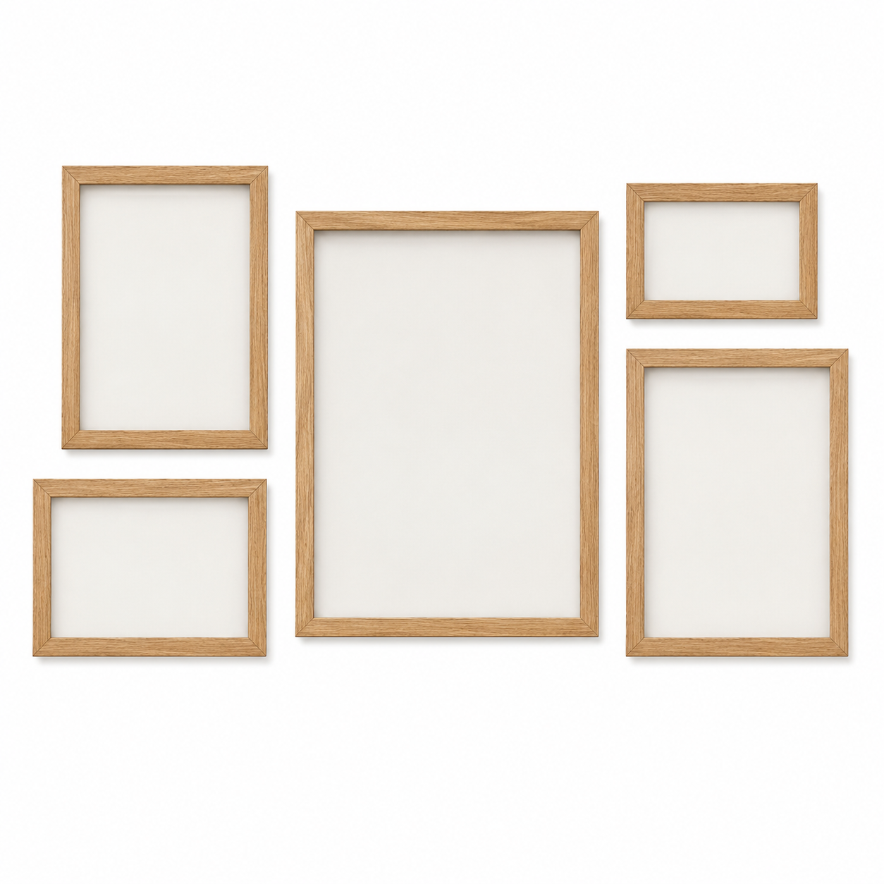 Bilderrahmen Galerie Set Eiche Natur 5 teilig für Wandgestaltung