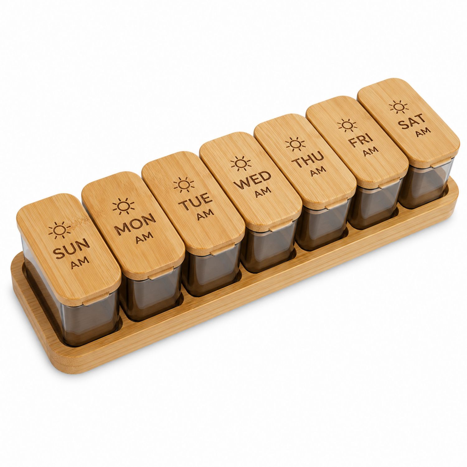 Pastillero Semanal de Madera con Compartimentos Diarios