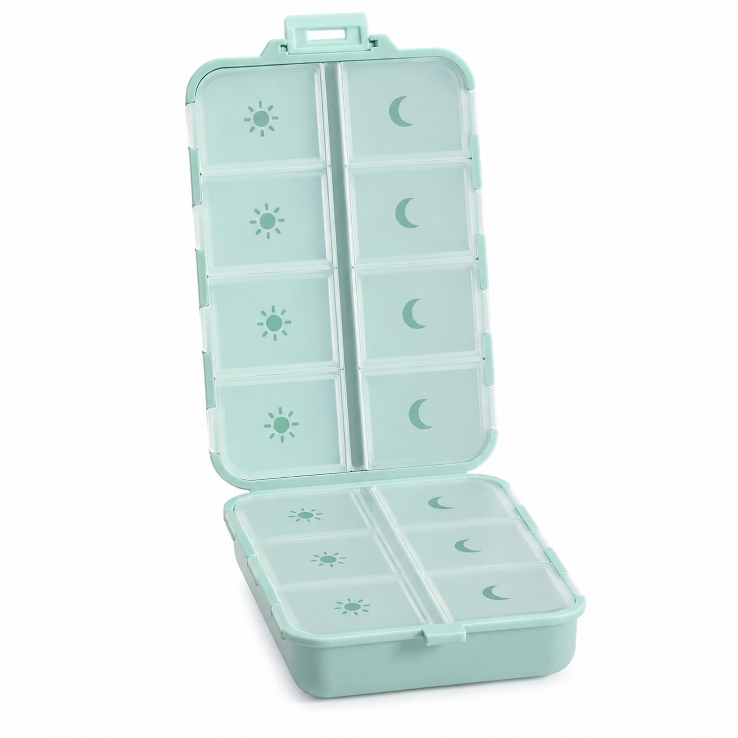 Pastillero semanal con 8 compartimentos organizador de medicinas verde