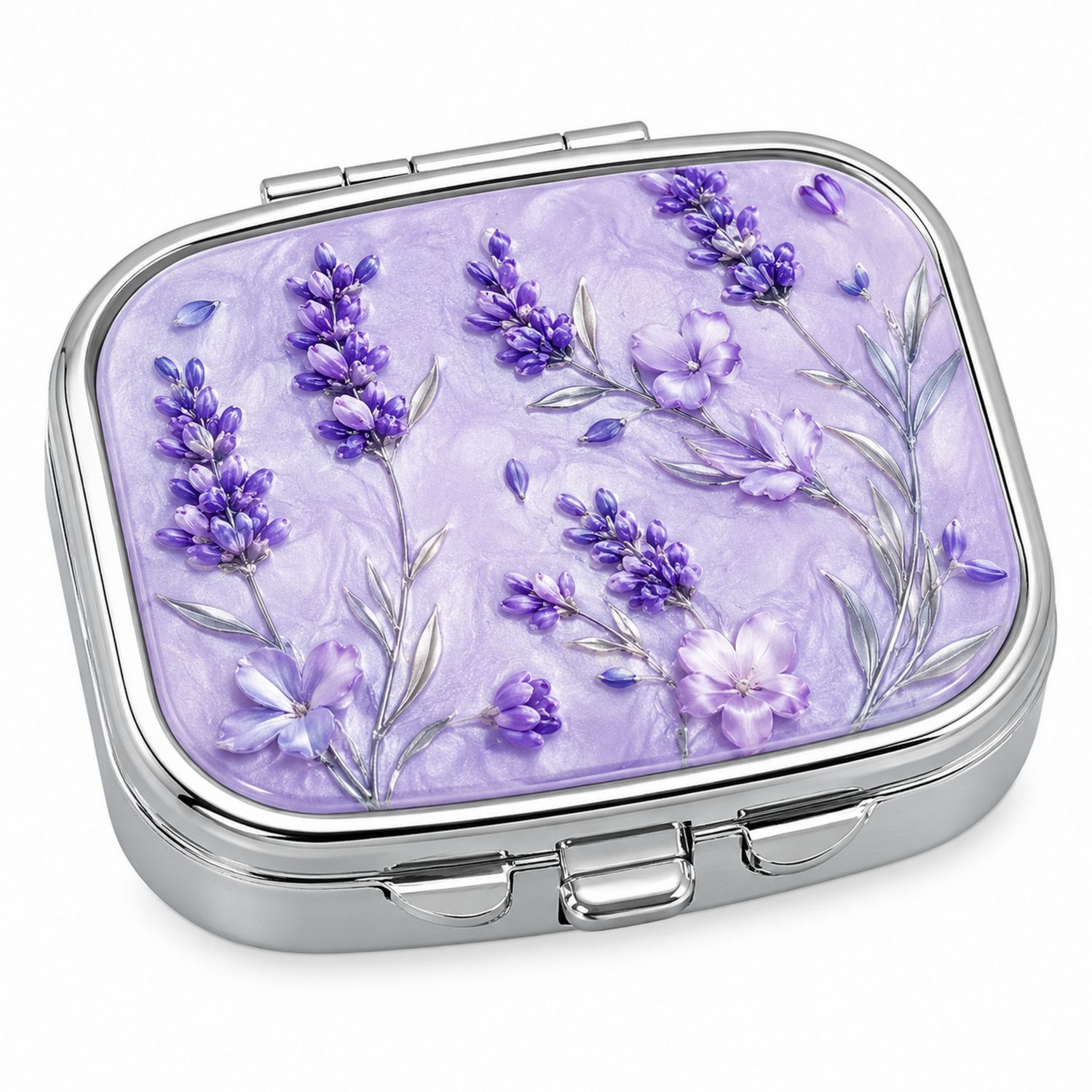 Pastillero Floral Purpura con Tres Compartimentos