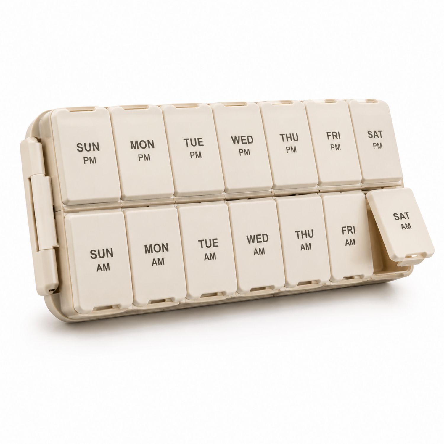 Pastillero Semanal Beige 14 Compartimientos AM/PM