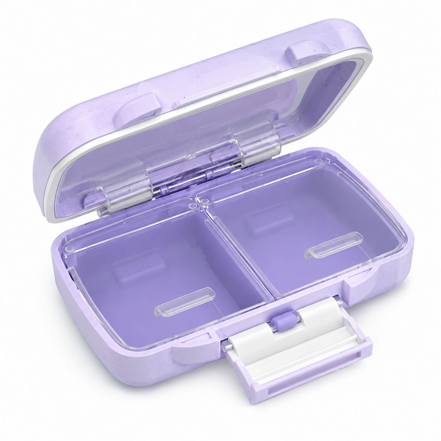 Pastillero Lavanda con Compartimentos y Cerradura Segura
